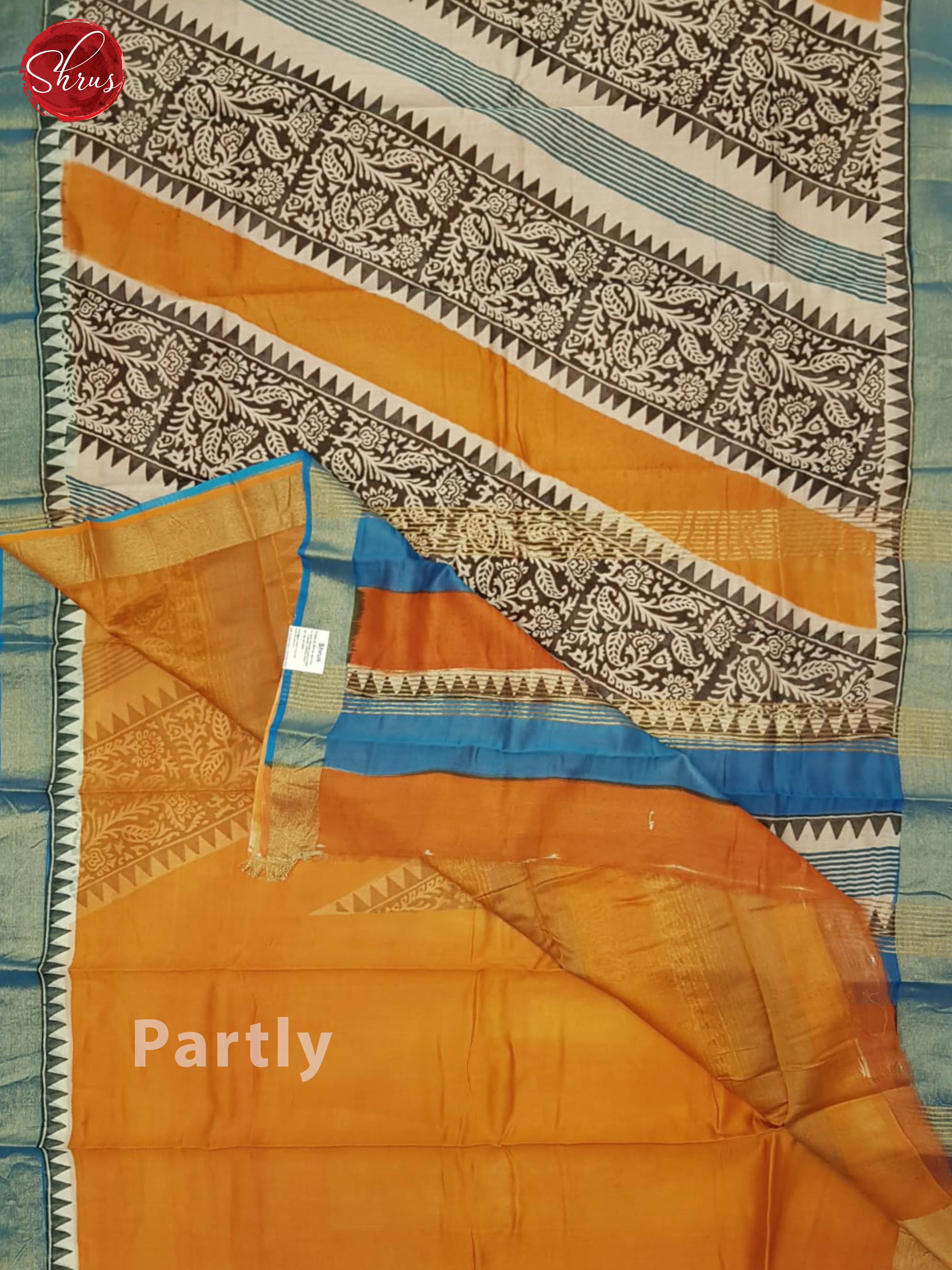 Orange And Blue- Moonga Silk Saree - Shop on ShrusEternity.com