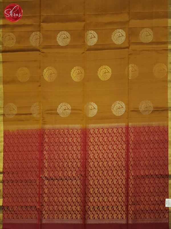 Dull Gold And Maroon- Soft Silk Saree - Shop on ShrusEternity.com