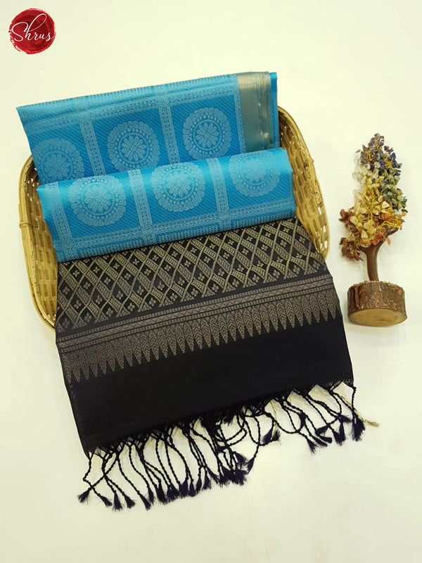 Sky Blue & Blue - Soft Silk Saree - Shop on ShrusEternity.com
