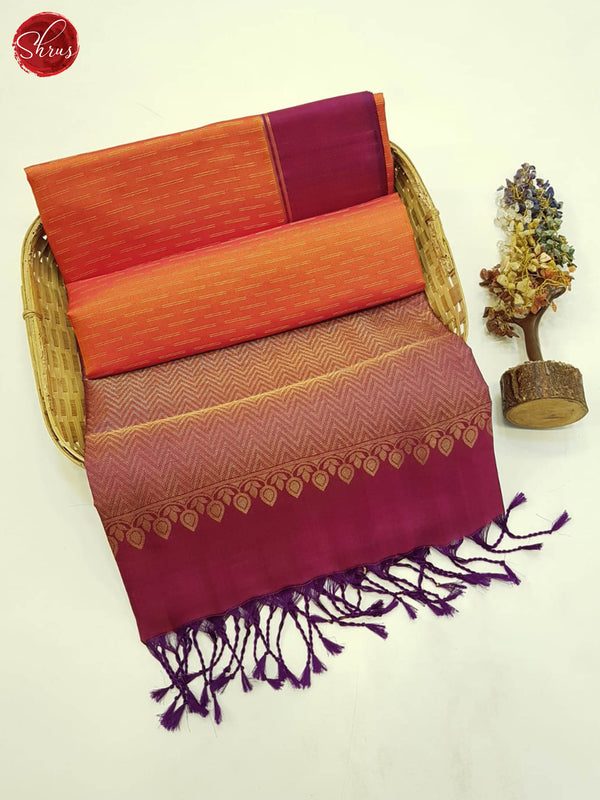 Orange And Wine-Soft Silk Saree - Shop on ShrusEternity.com