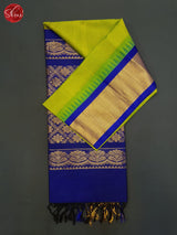 Green And Blue(Single Tone)- Silk Cotton Saree - Shop on ShrusEternity.com