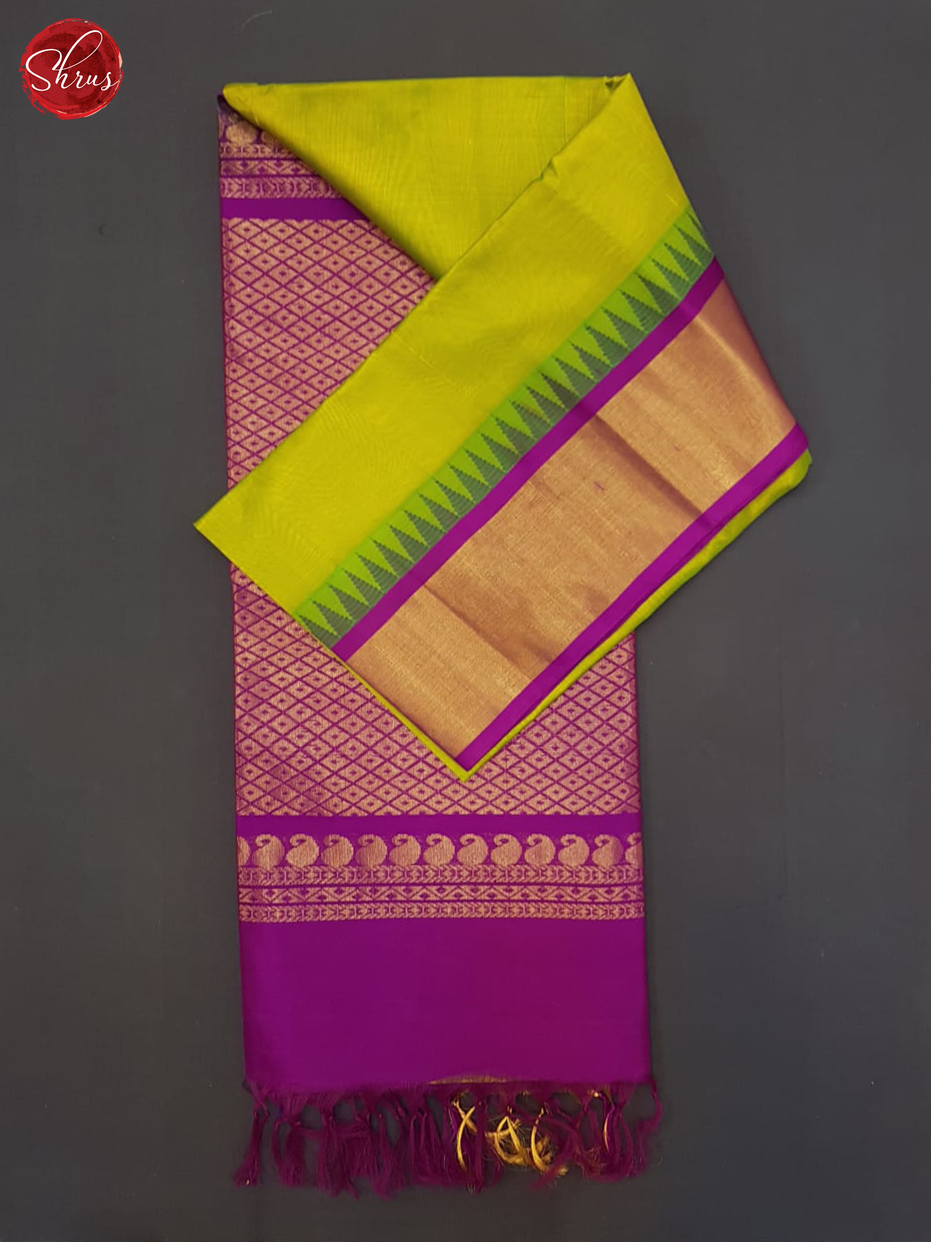 Green And Pink- Silk Cotton Saree - Shop on ShrusEternity.com