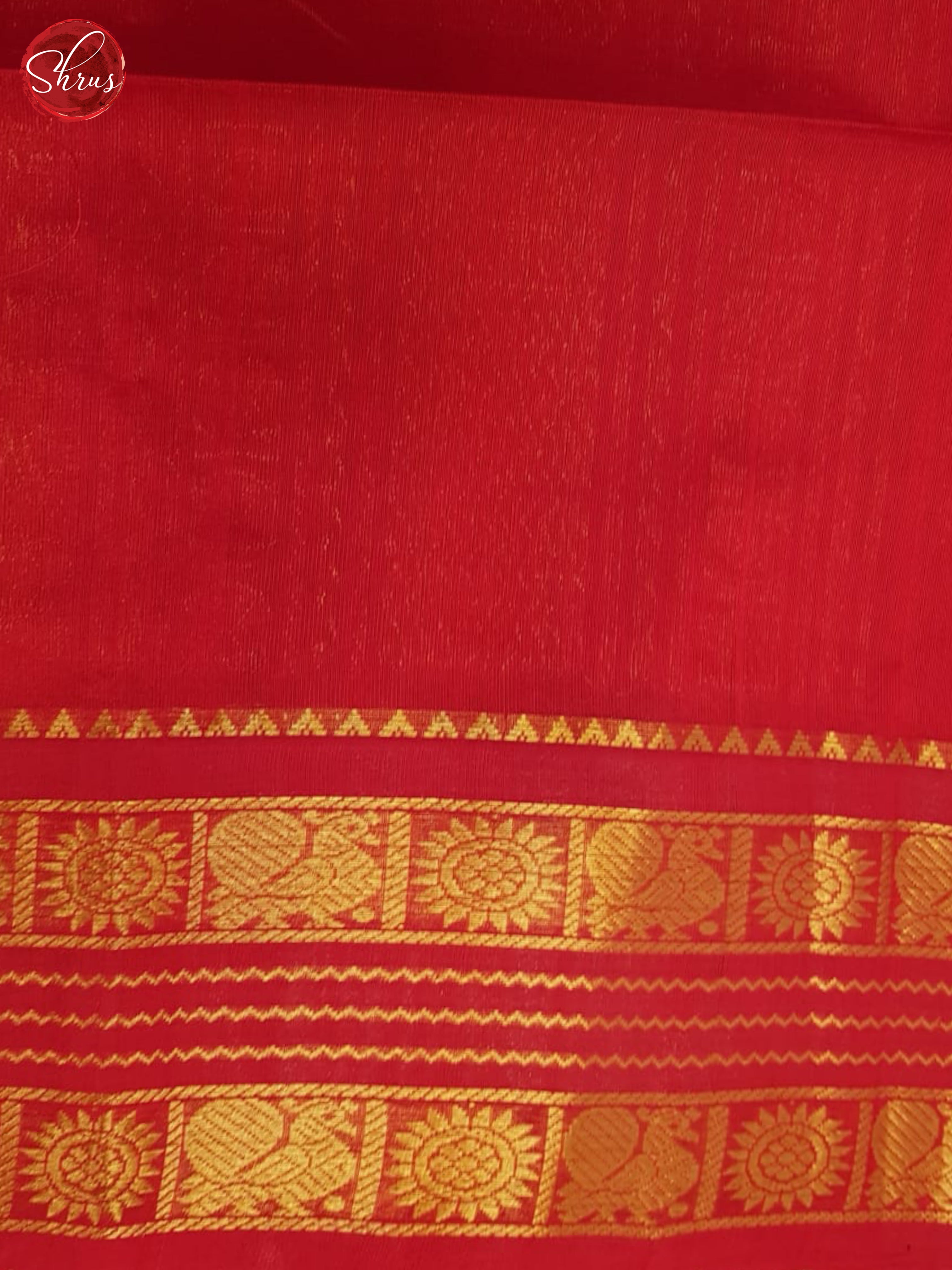 Peach And Red- Silk Cotton Saree - Shop on ShrusEternity.com