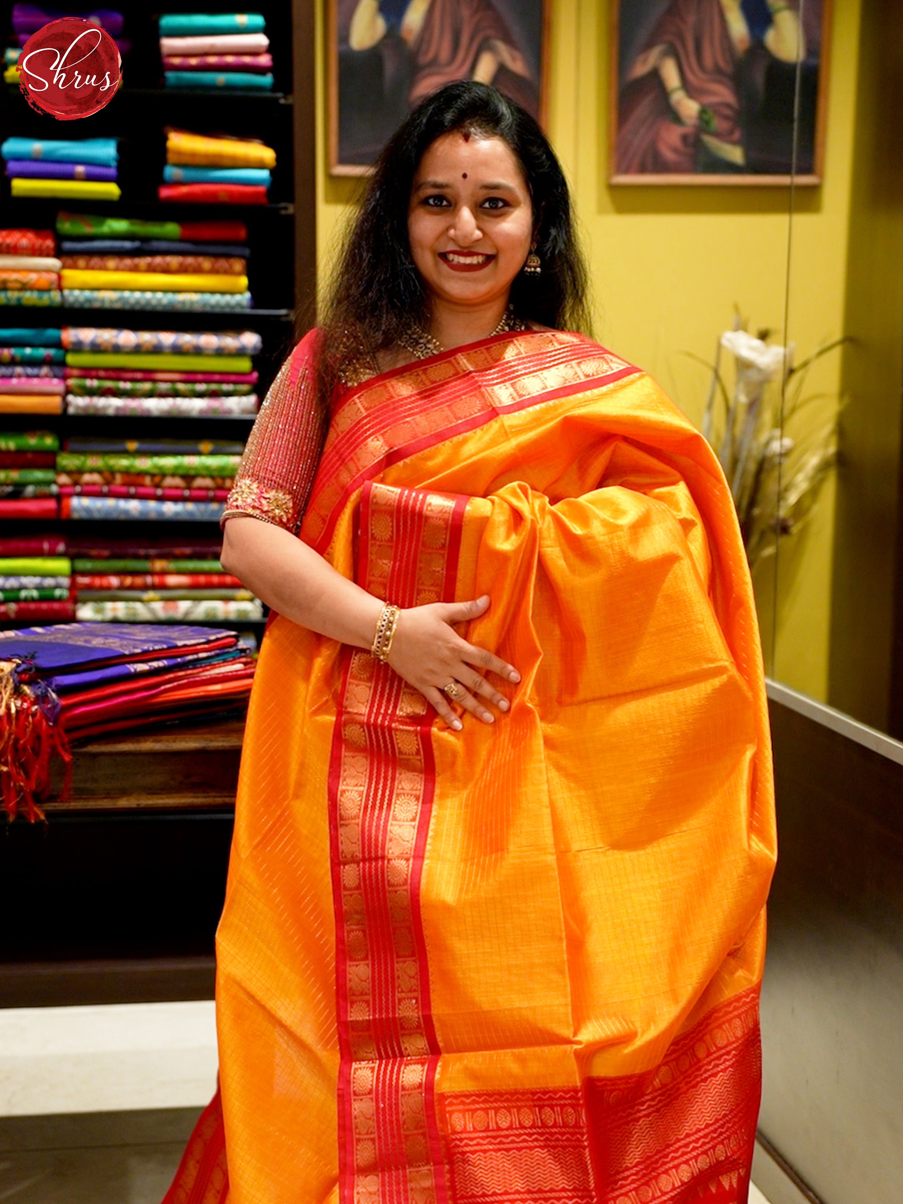 Mambala Yellow And Red - Silk Cotton Saree - Shop on ShrusEternity.com