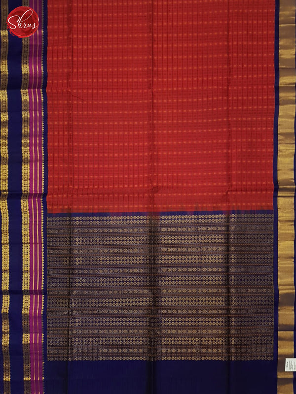 Red And Blue- SIlk Cotton Saree - Shop on ShrusEternity.com