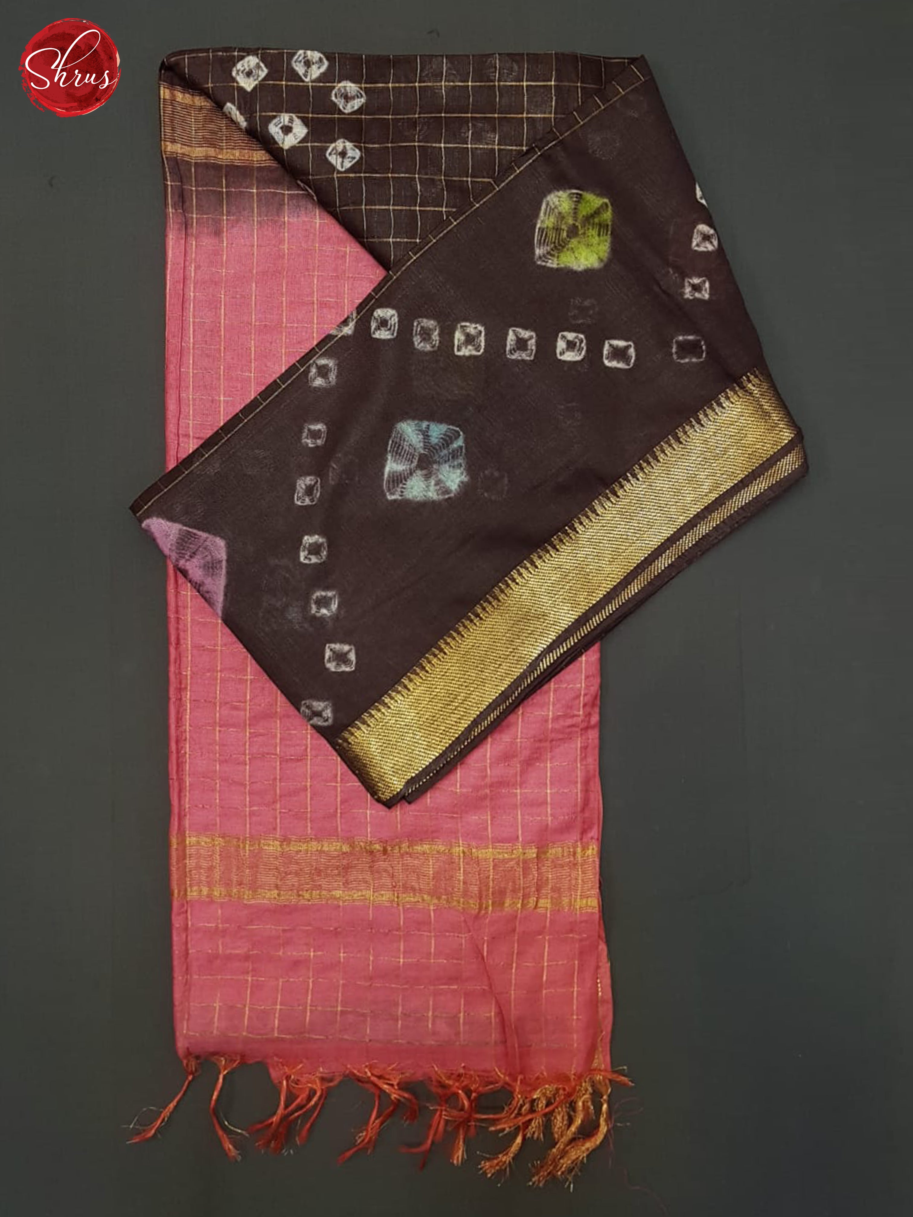 Brown And Pink- Shibori Saree - Shop on ShrusEternity.com