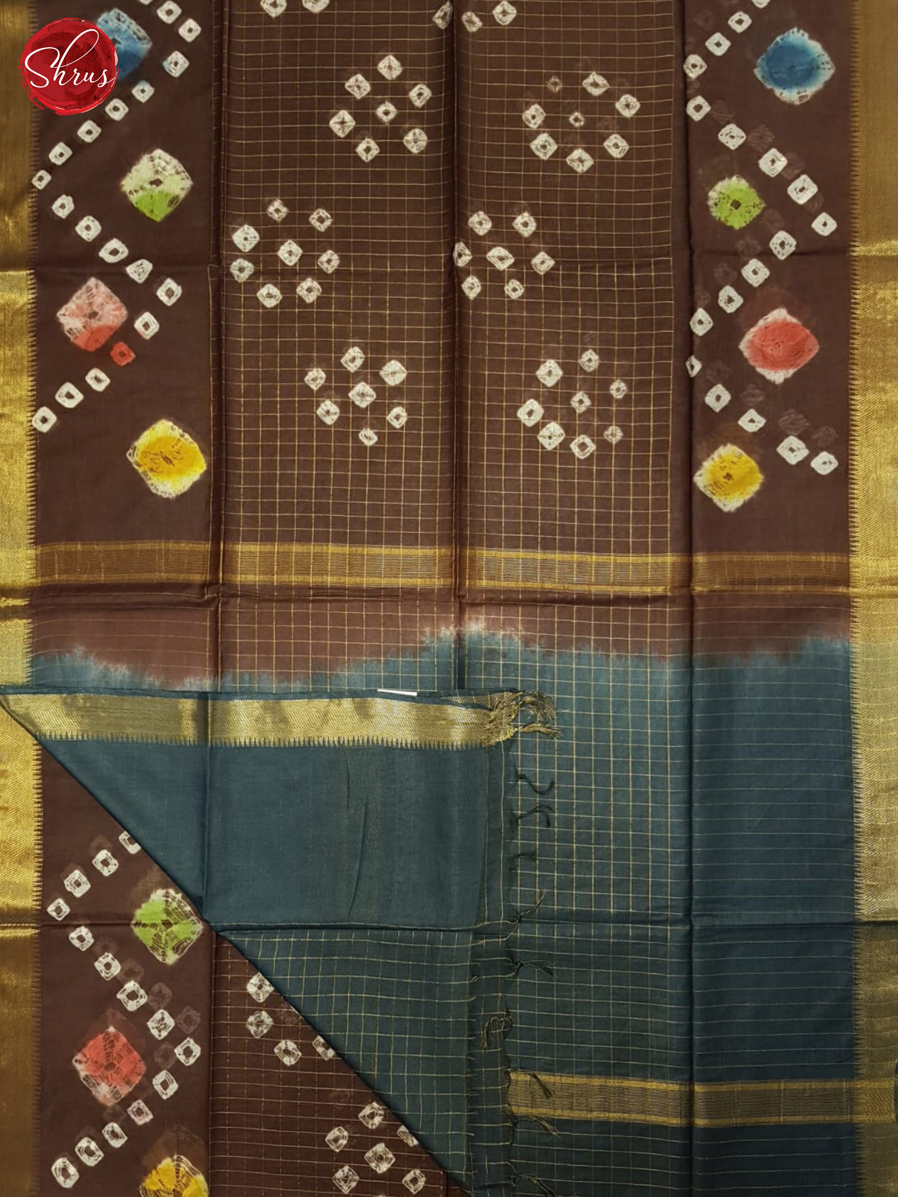 Brown And Grey - Shibori saree - Shop on ShrusEternity.com