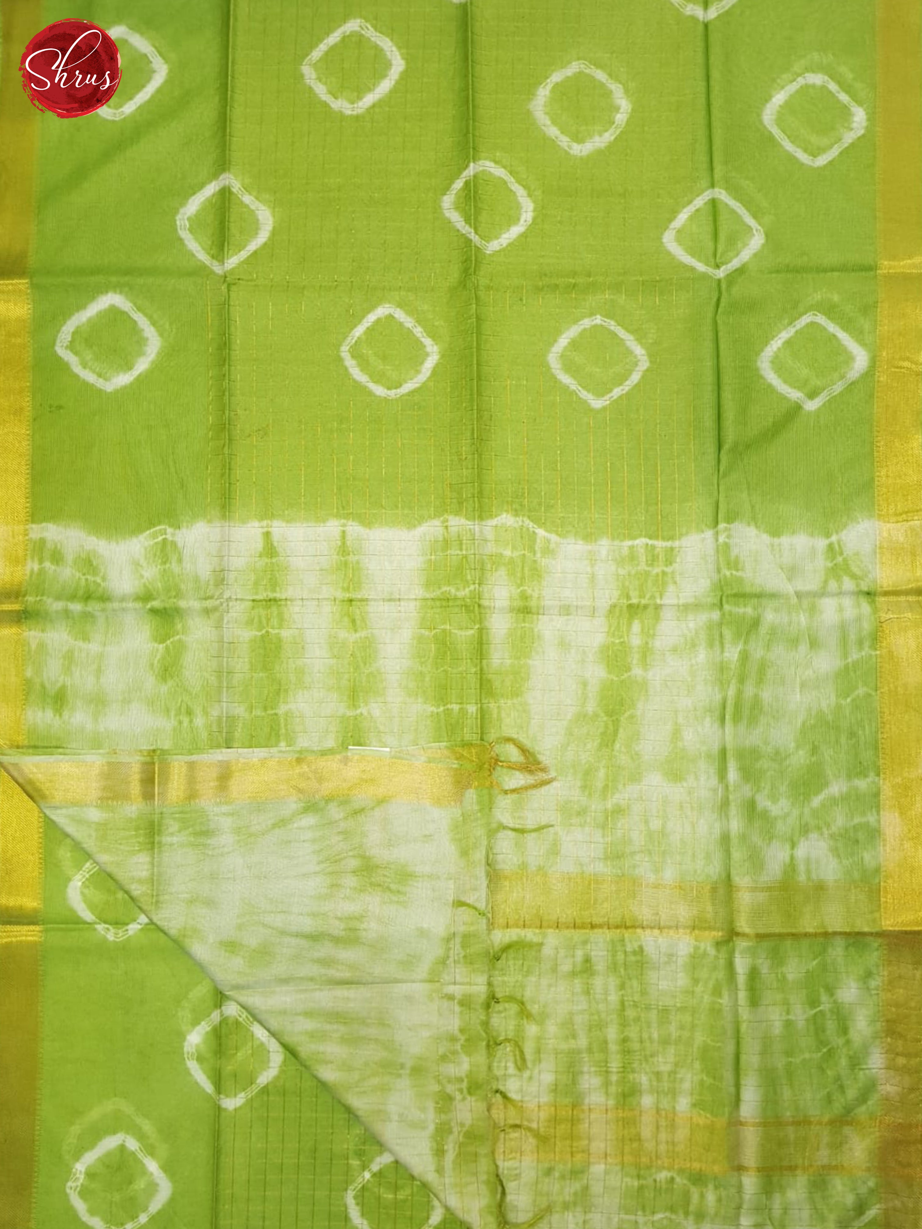 Green And Cream- Shibori Saree - Shop on ShrusEternity.com