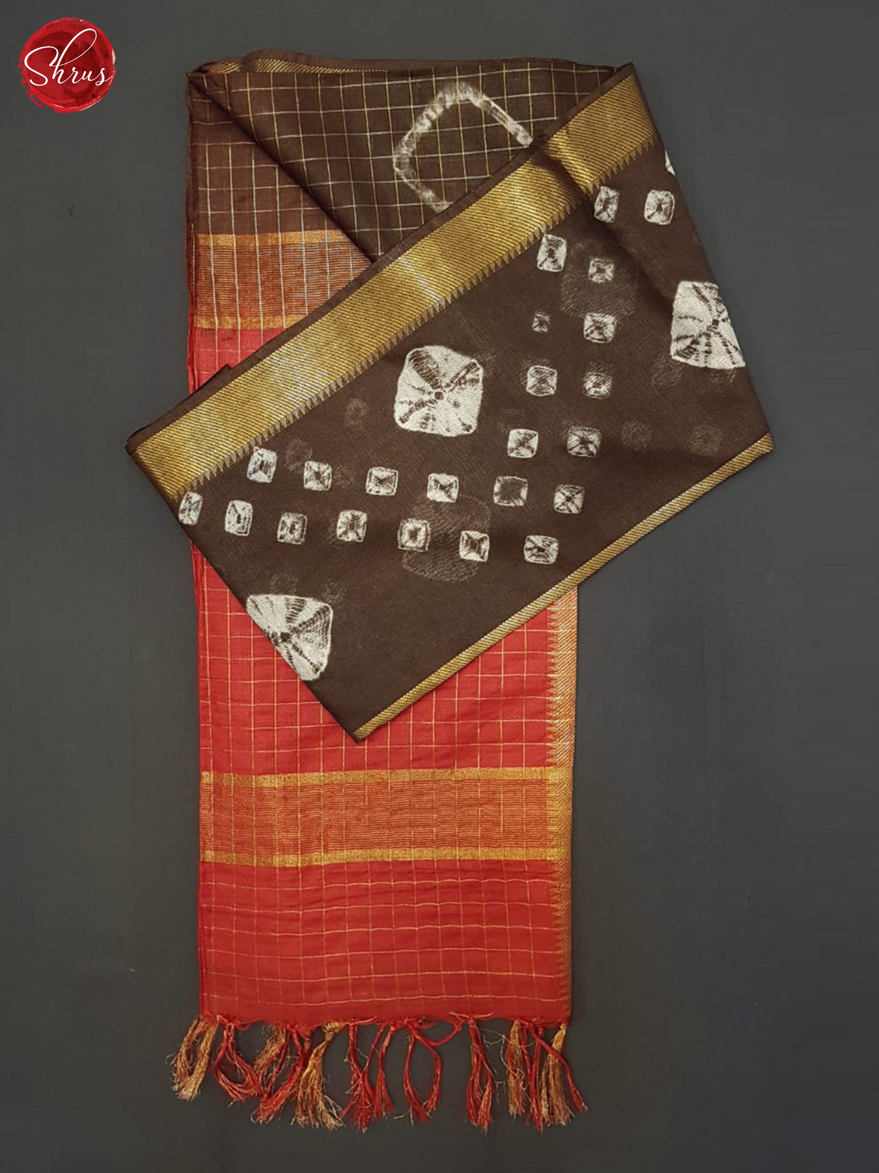 Brown And Red- Shibori Saree - Shop on ShrusEternity.com