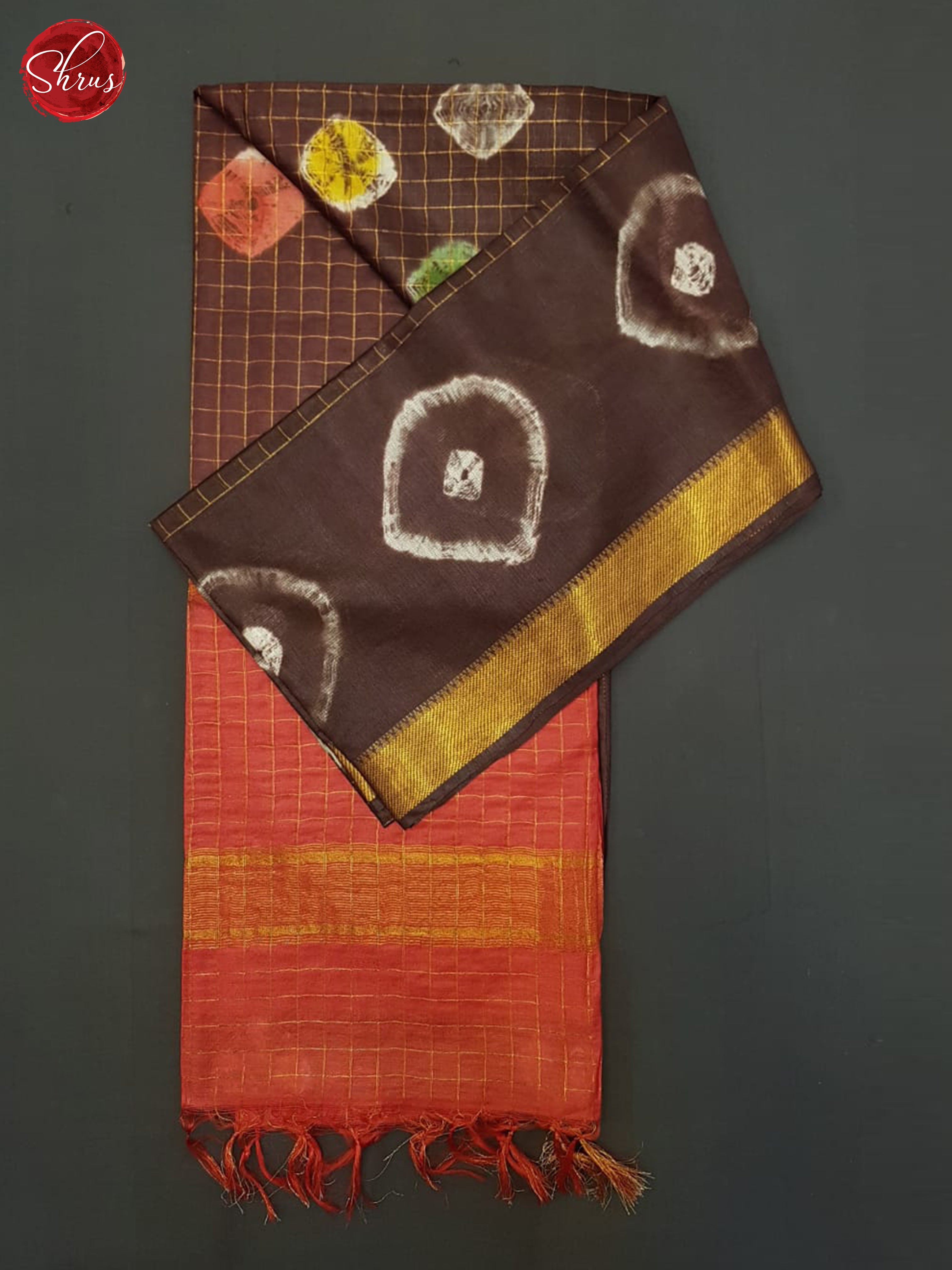 Brown And Red- Shibori Saree - Shop on ShrusEternity.com