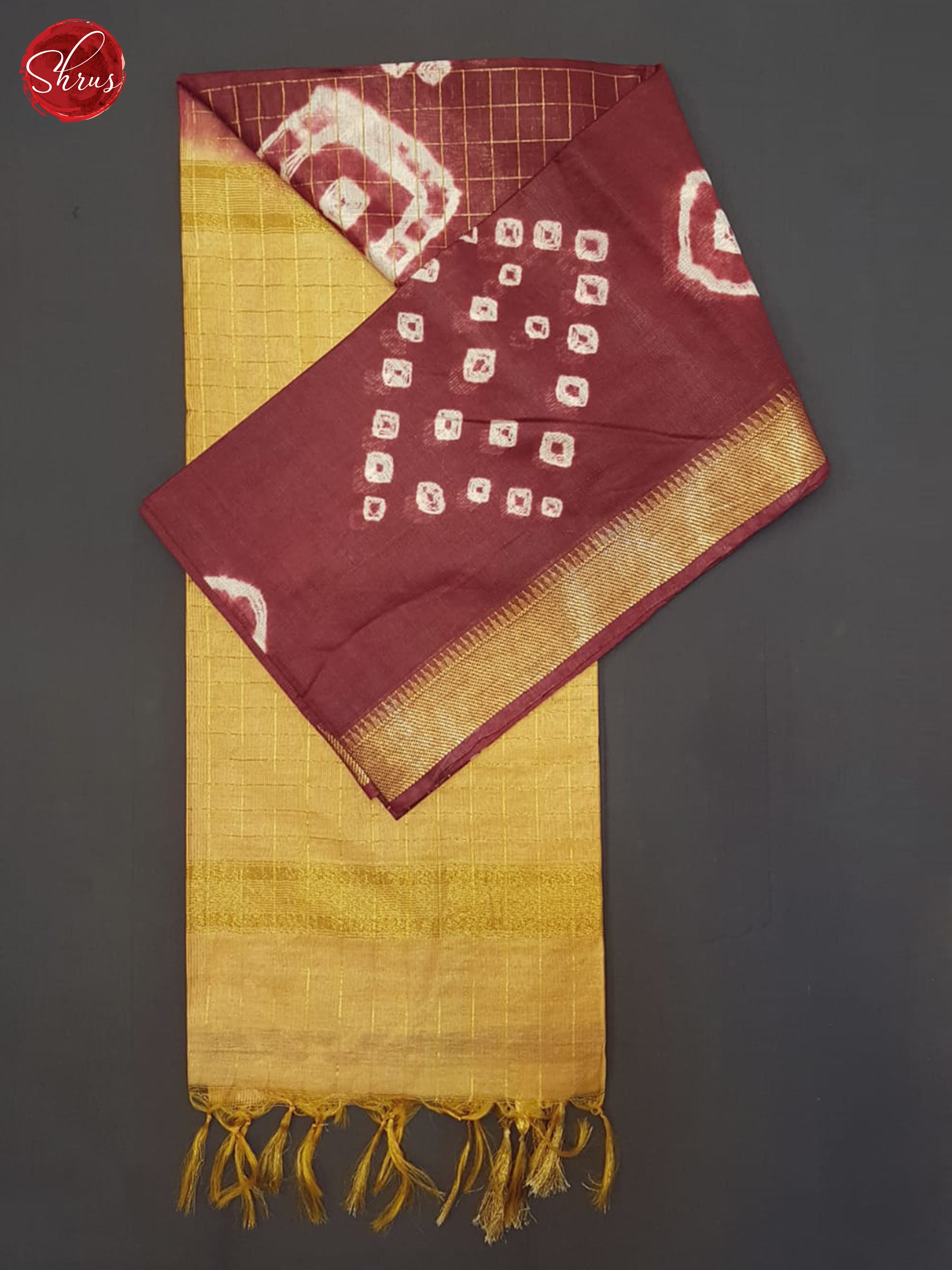 Maroon And Beige- Shibori Saree - Shop on ShrusEternity.com