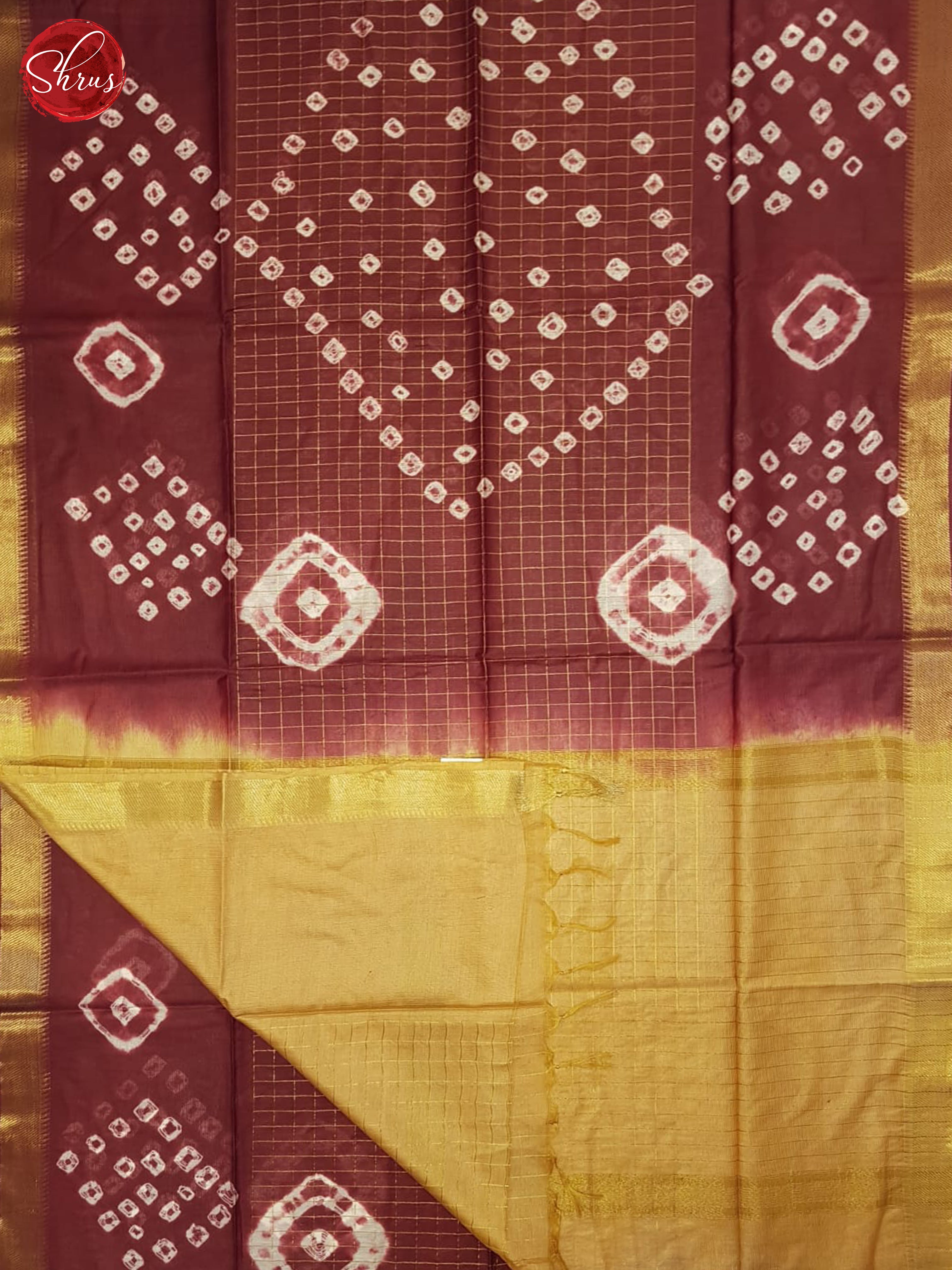 Maroon And Beige- Shibori Saree - Shop on ShrusEternity.com