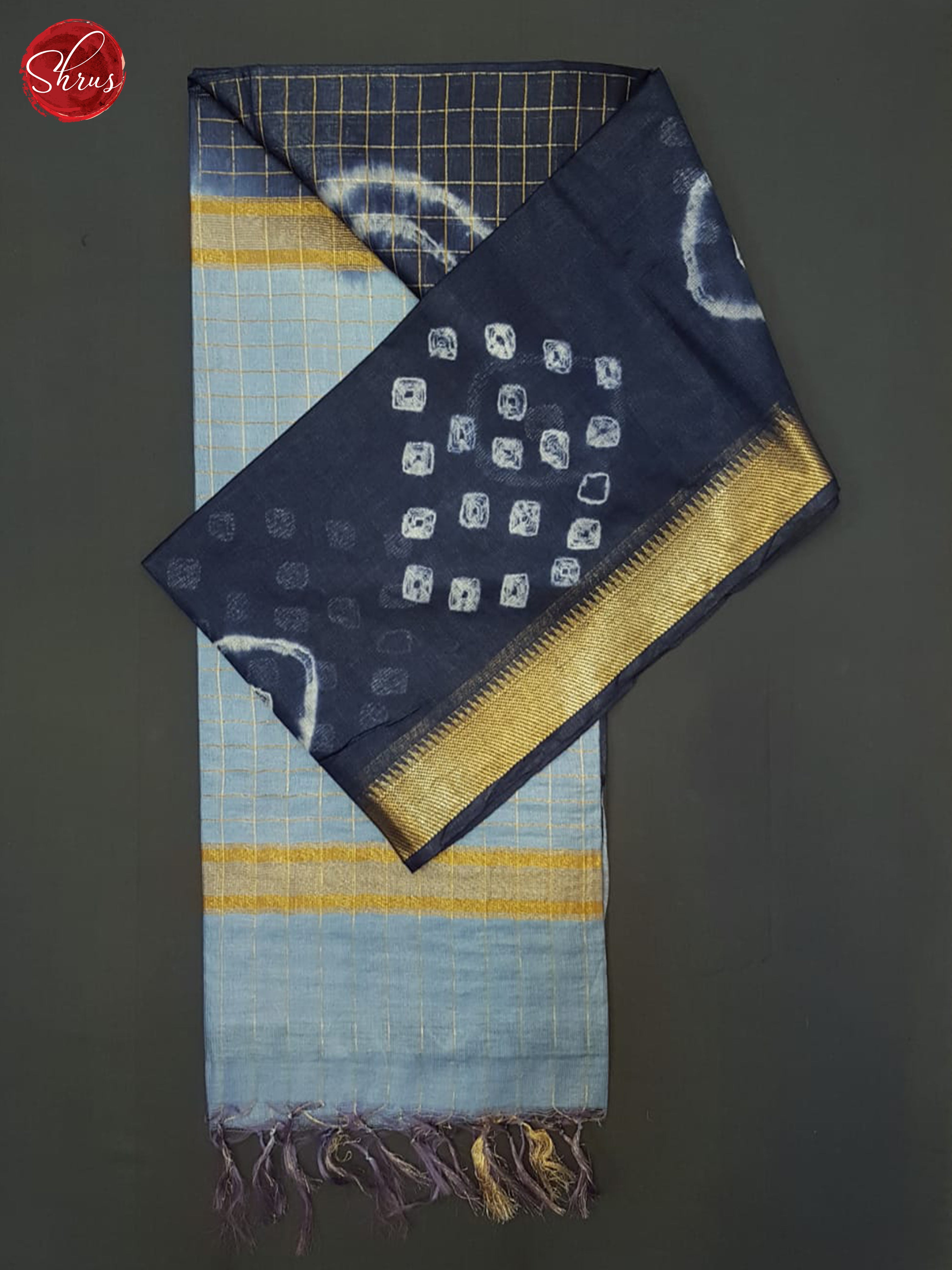 Navy Blue & Blue - Shibori Saree - Shop on ShrusEternity.com