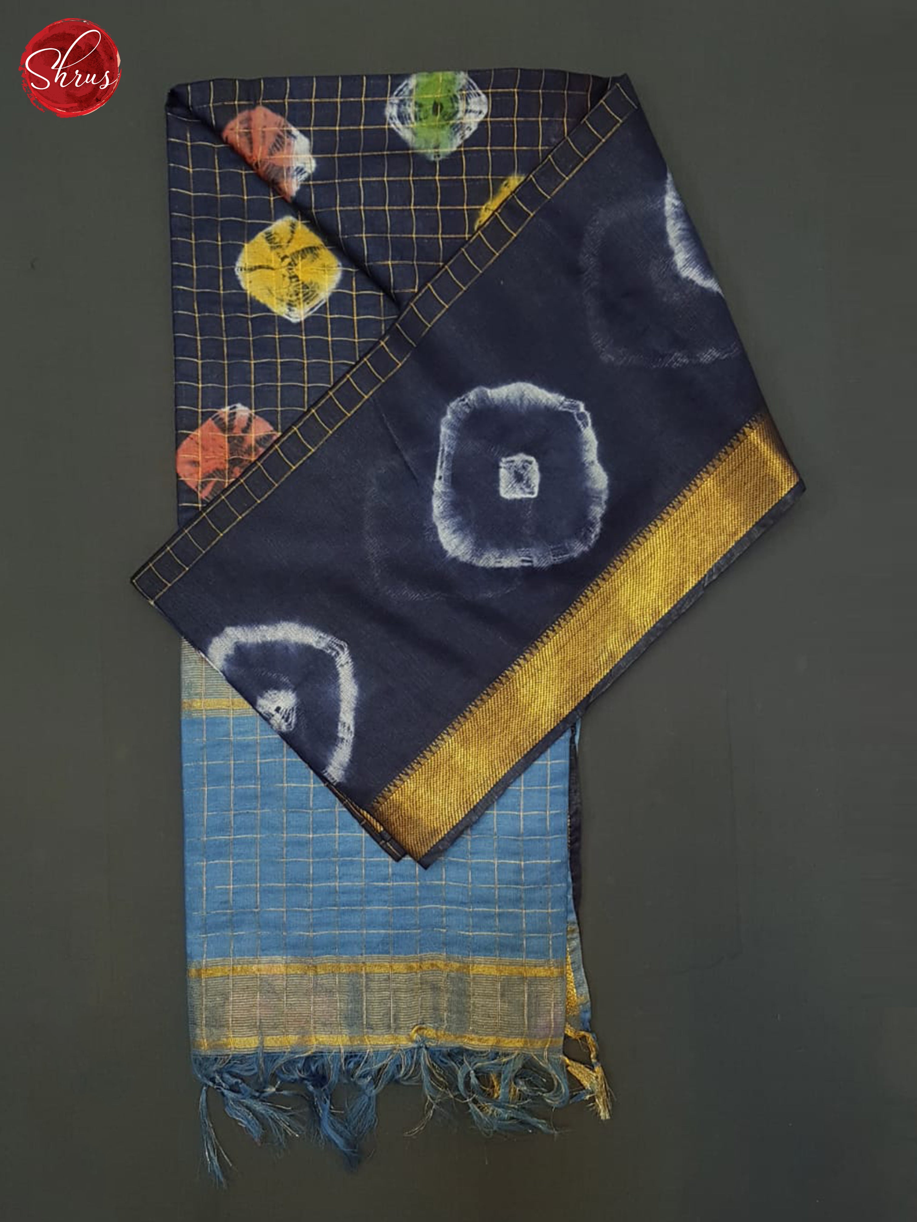 Navy Blue & Blue - Shibori Saree - Shop on ShrusEternity.com