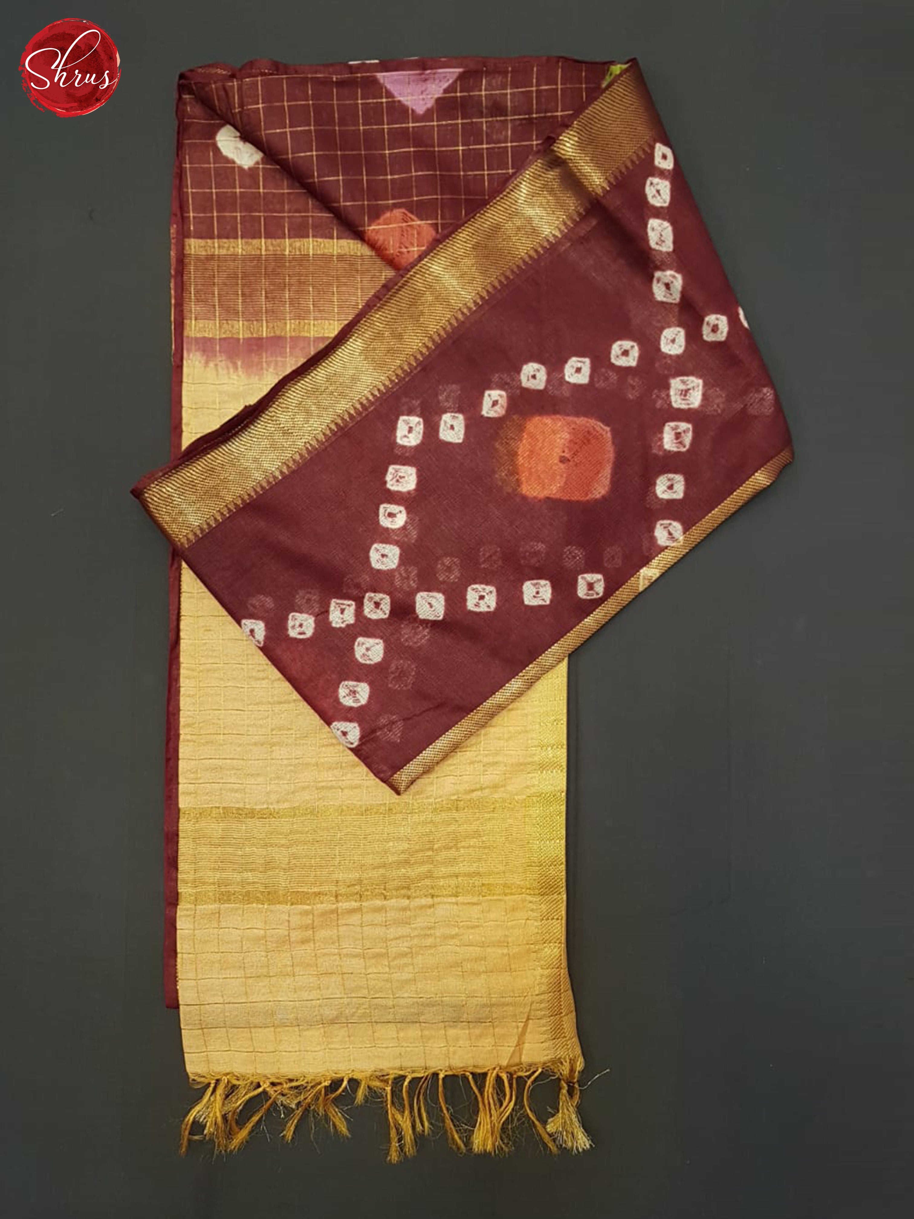 Maroon And Beige- Shibori Saree - Shop on ShrusEternity.com