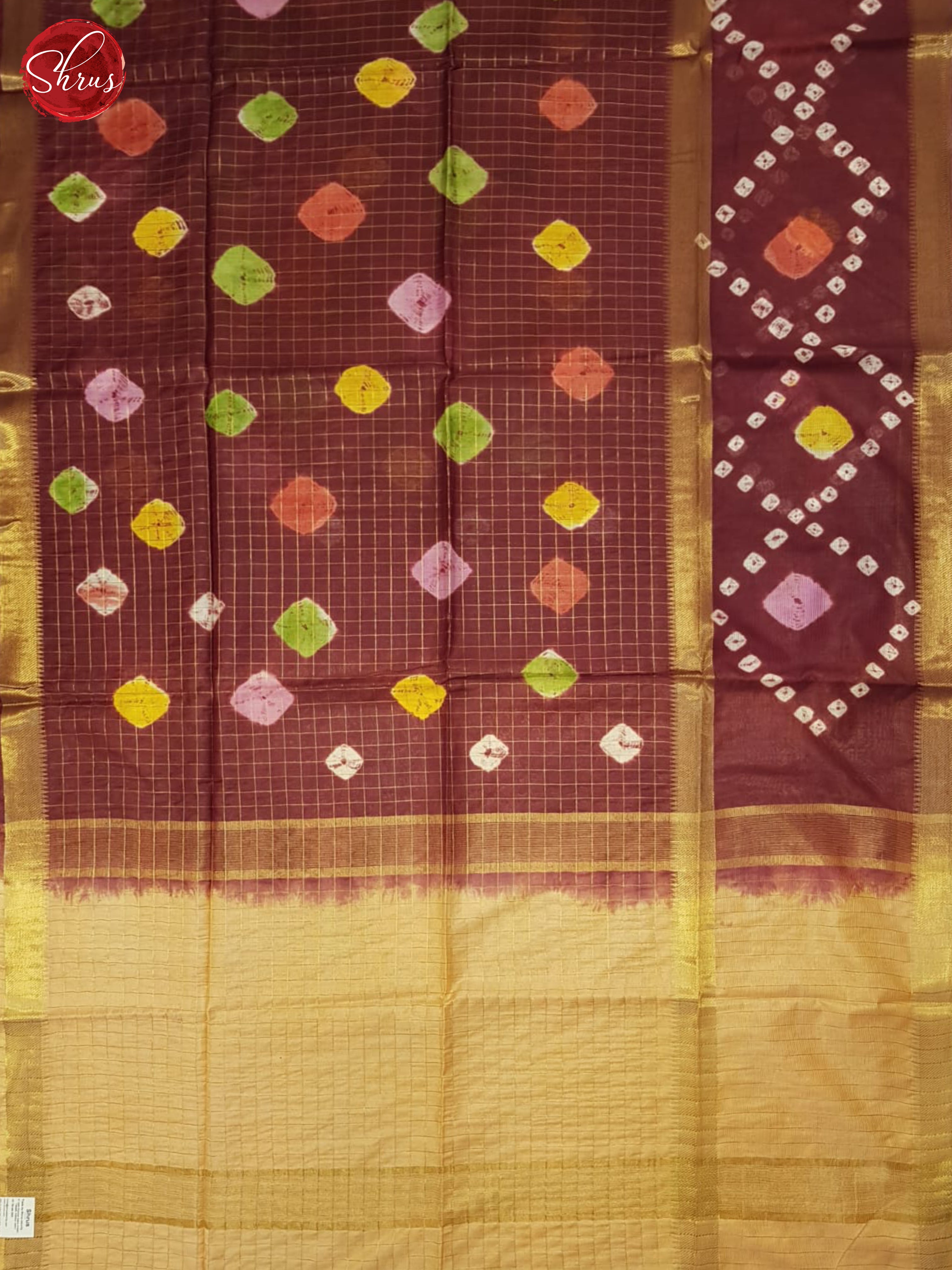 Maroon And Beige- Shibori Saree - Shop on ShrusEternity.com