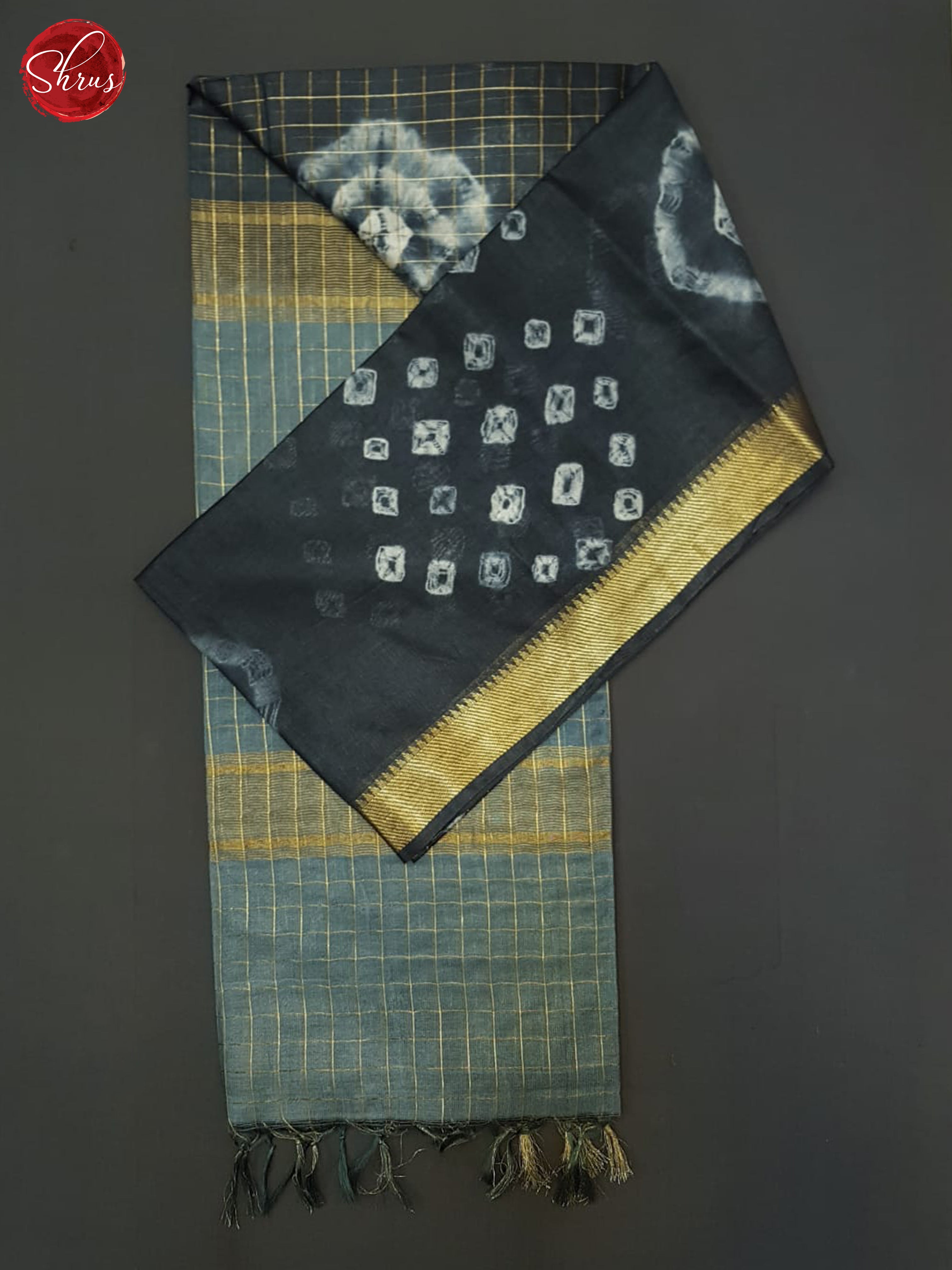 Bluish Grey & Grey - Shibori saree - Shop on ShrusEternity.com