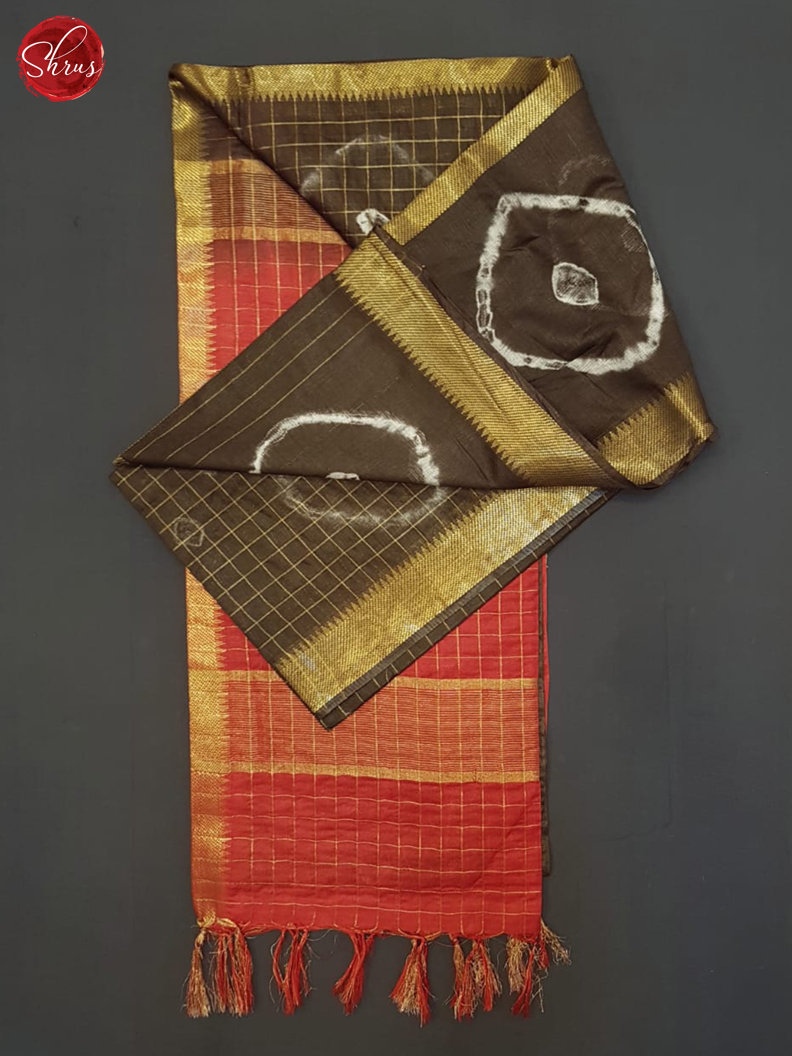 Brown And Red- Shibori Saree - Shop on ShrusEternity.com