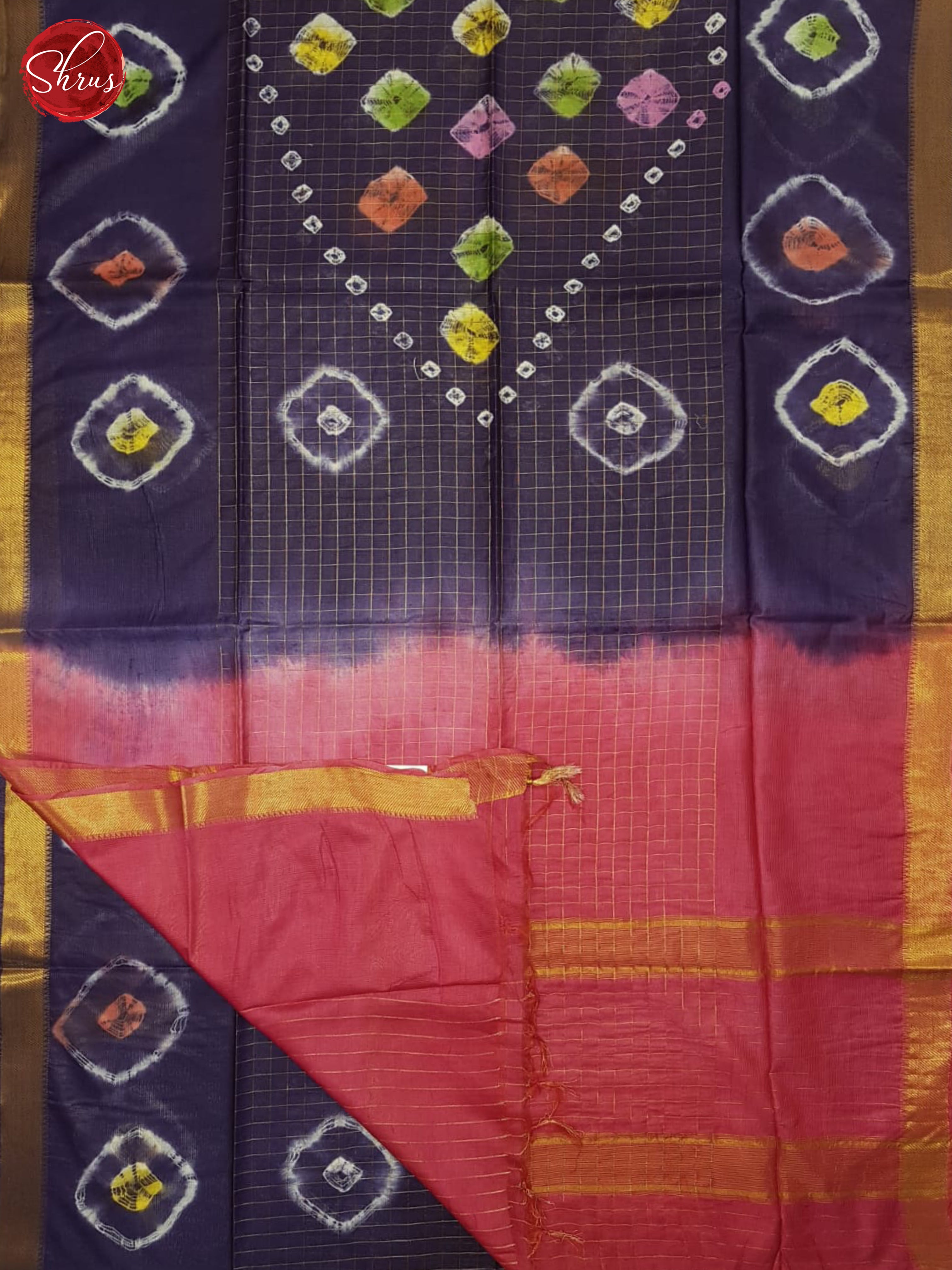 Blue And Pink- Shibori Saree - Shop on ShrusEternity.com