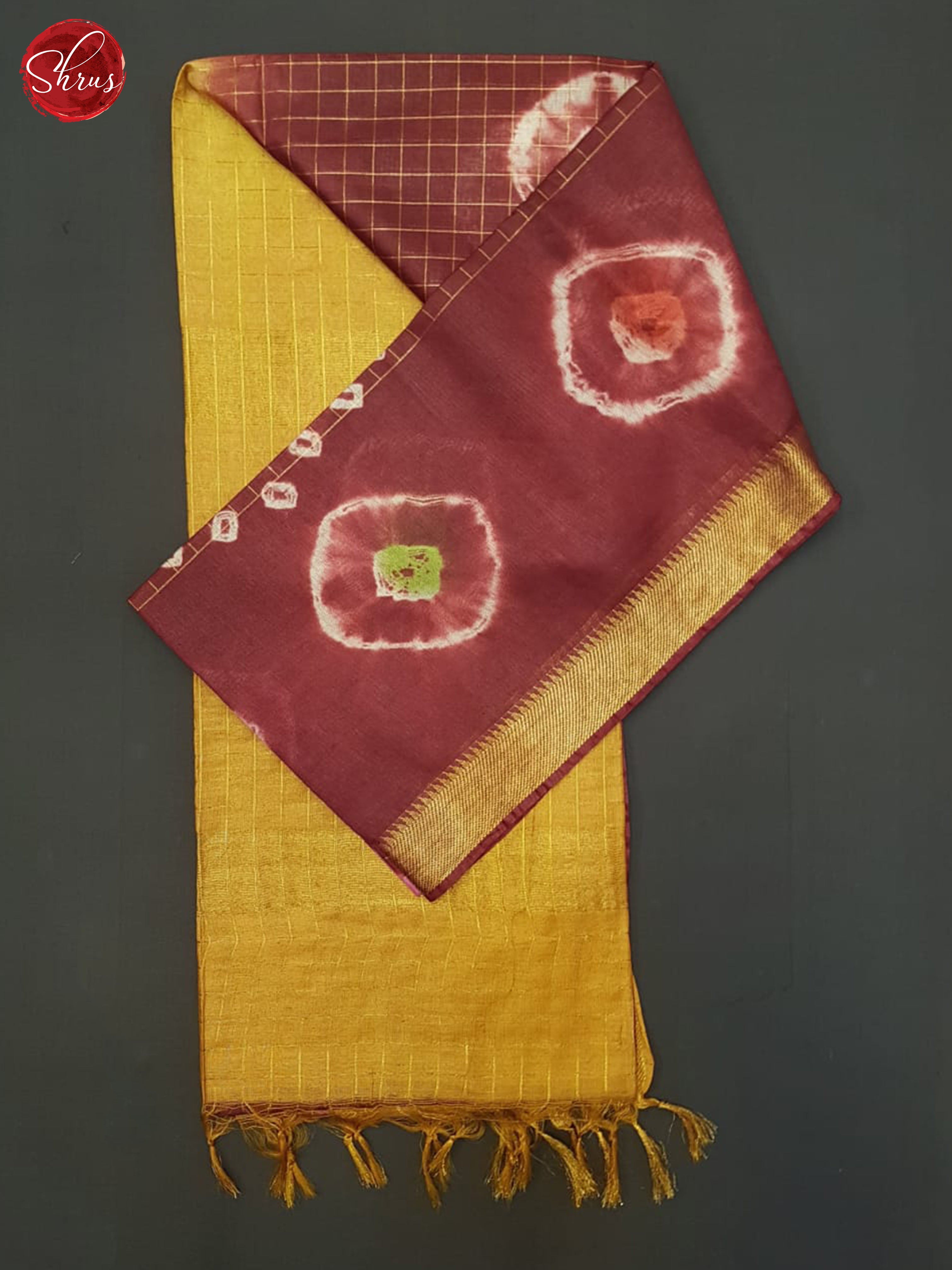 Maroon And Mustard-Shibori saree - Shop on ShrusEternity.com