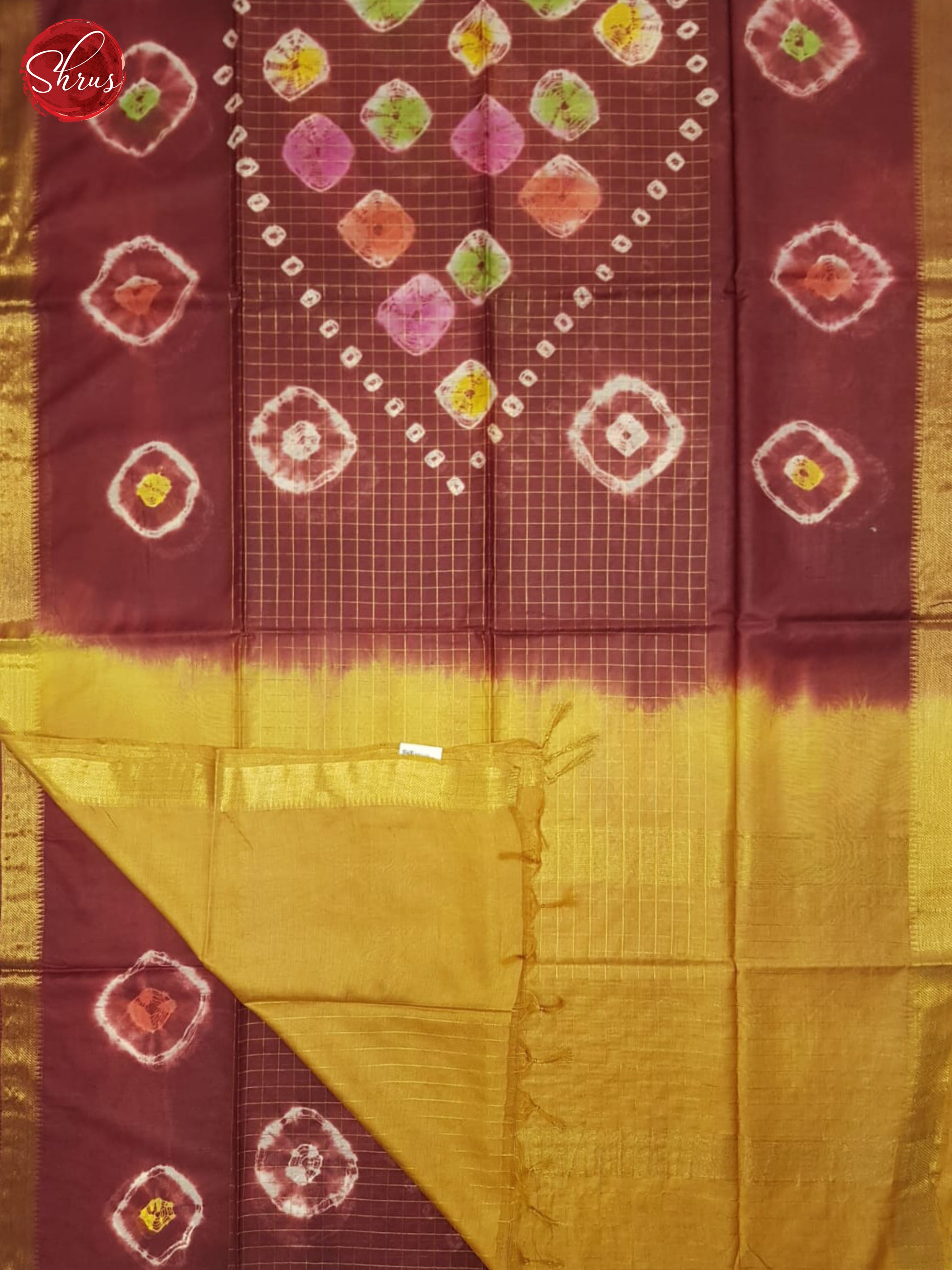 Maroon And Mustard-Shibori saree - Shop on ShrusEternity.com