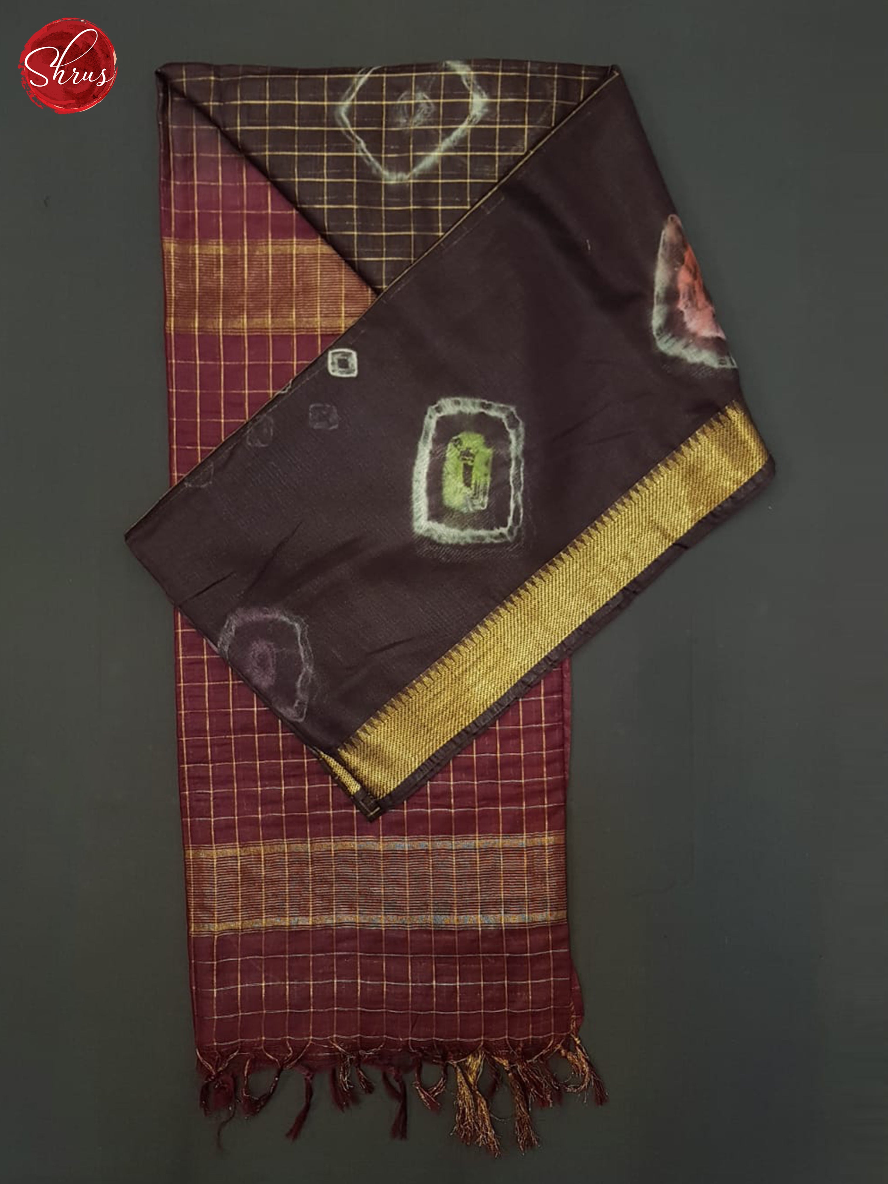 Brown And Maoon- Shibori saree - Shop on ShrusEternity.com