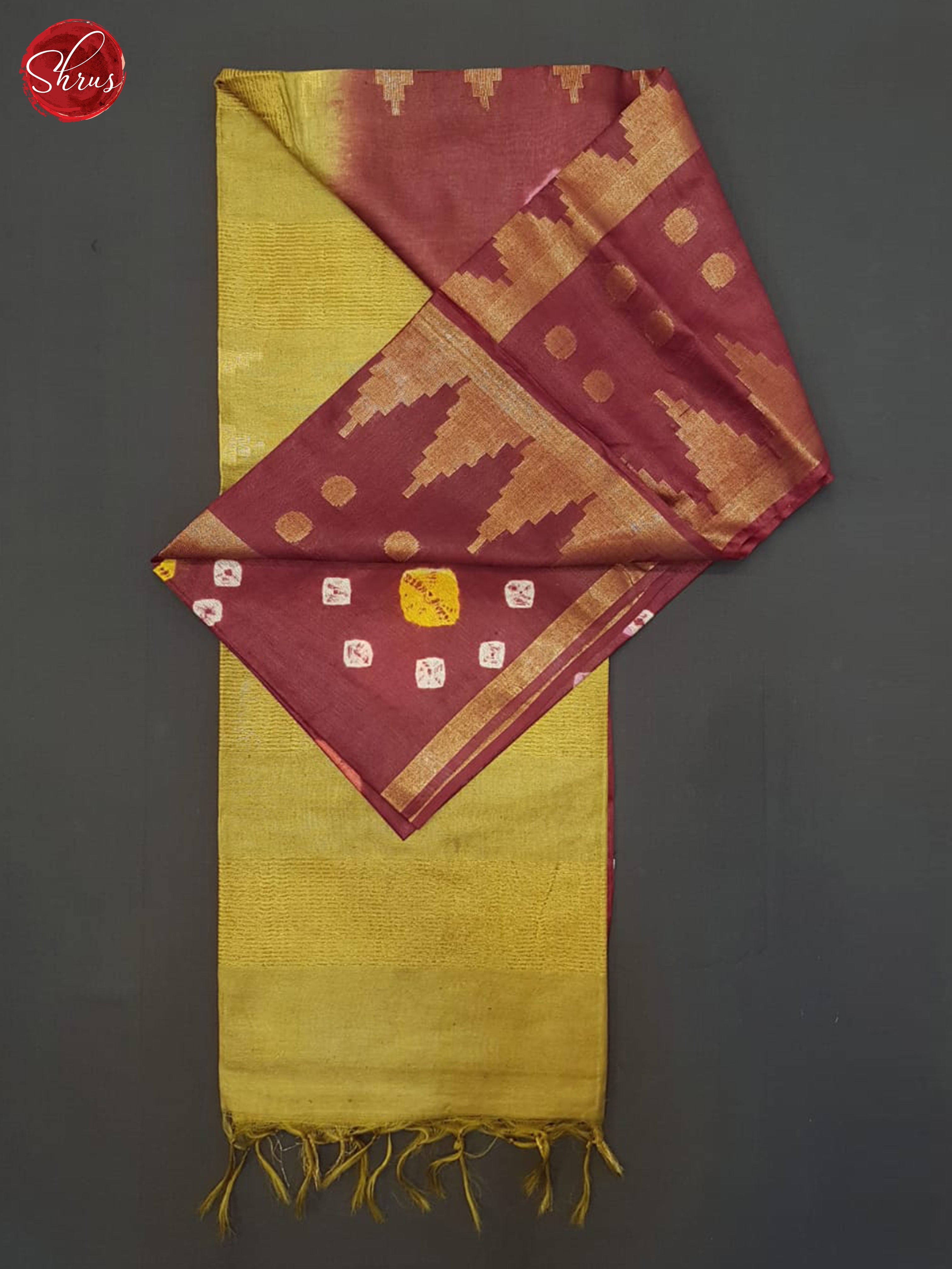 Maroon And Dull Gold- Shibori Saree - Shop on ShrusEternity.com