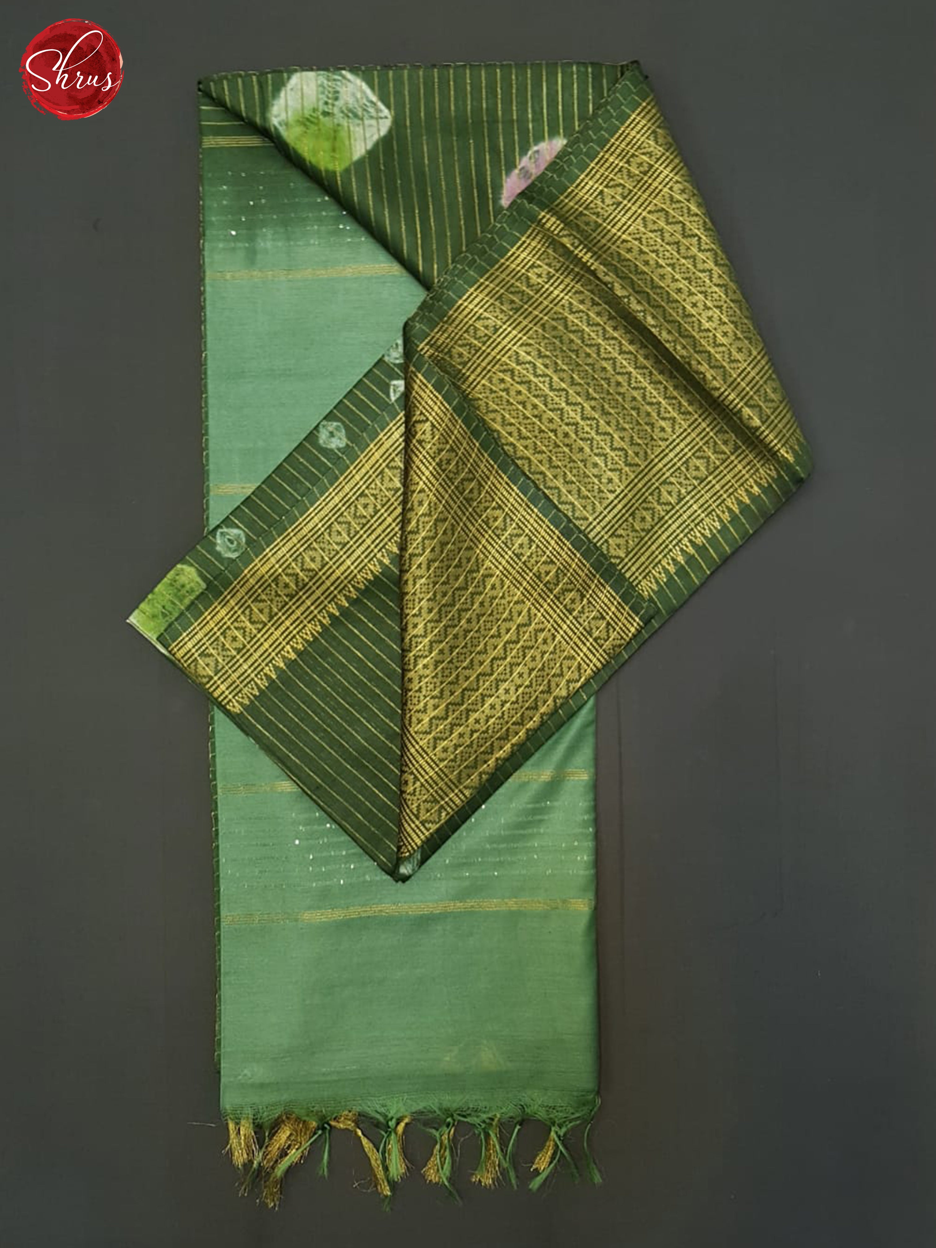 Green & Light Green -Shibori Saree - Shop on ShrusEternity.com