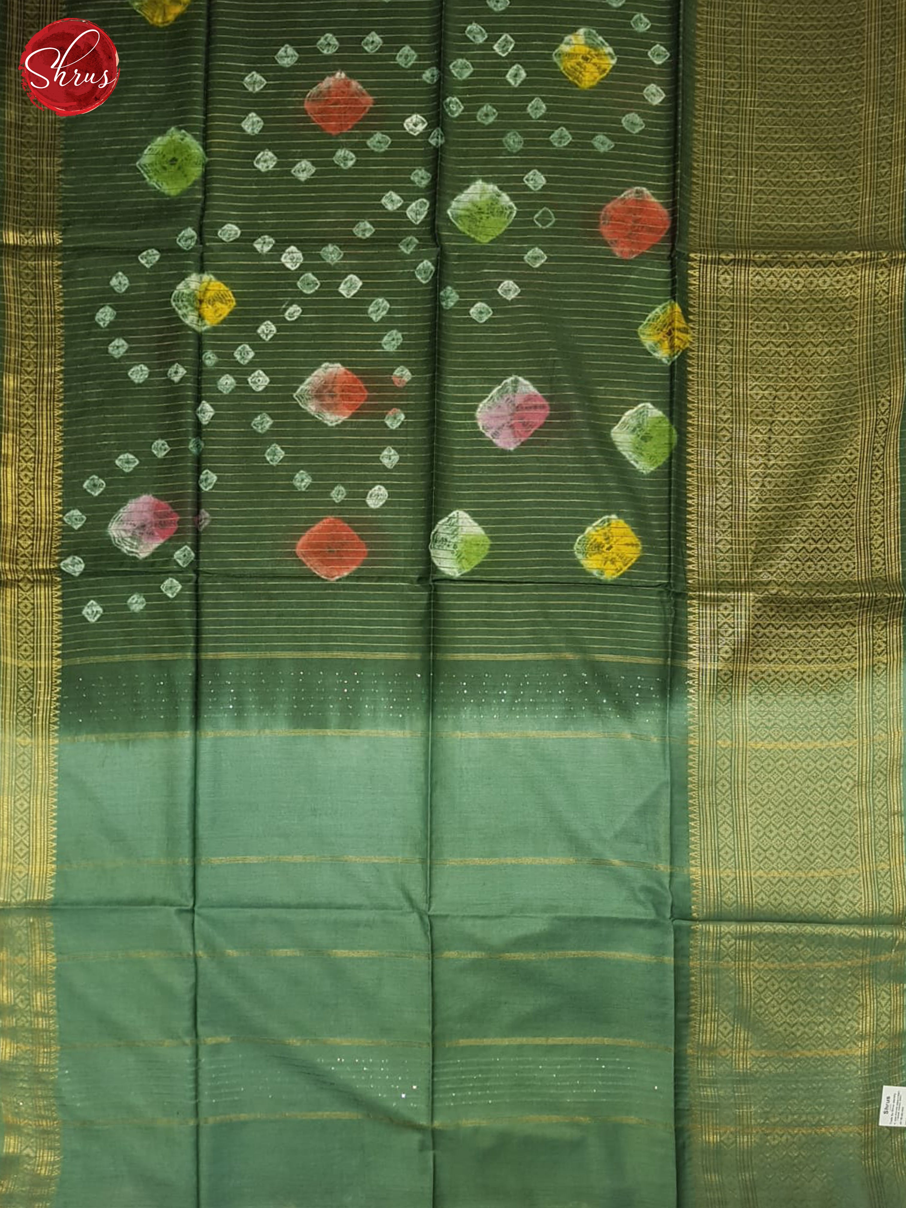 Green & Light Green -Shibori Saree - Shop on ShrusEternity.com