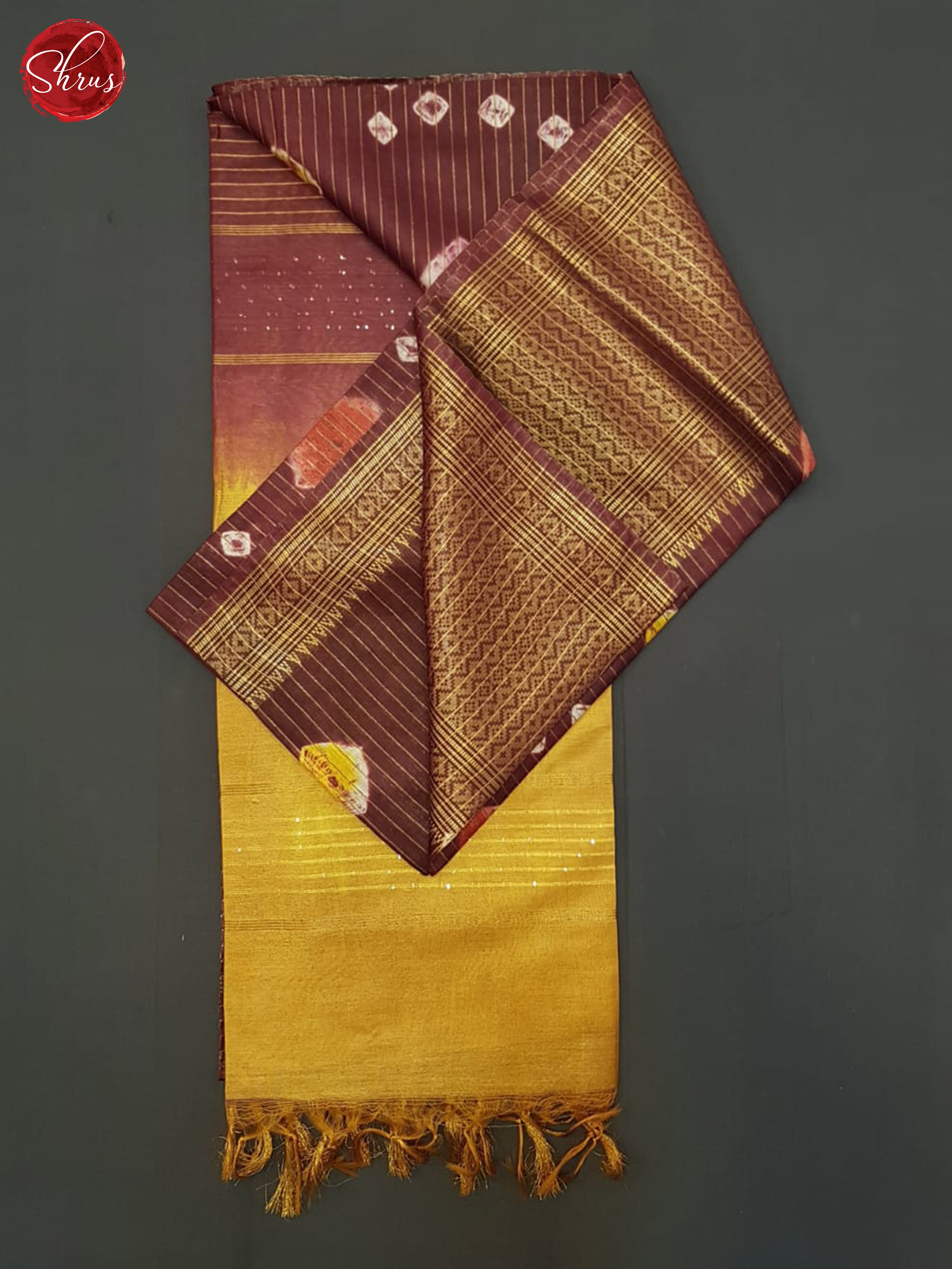 Maroon And Mustard - Shibori Saree - Shop on ShrusEternity.com