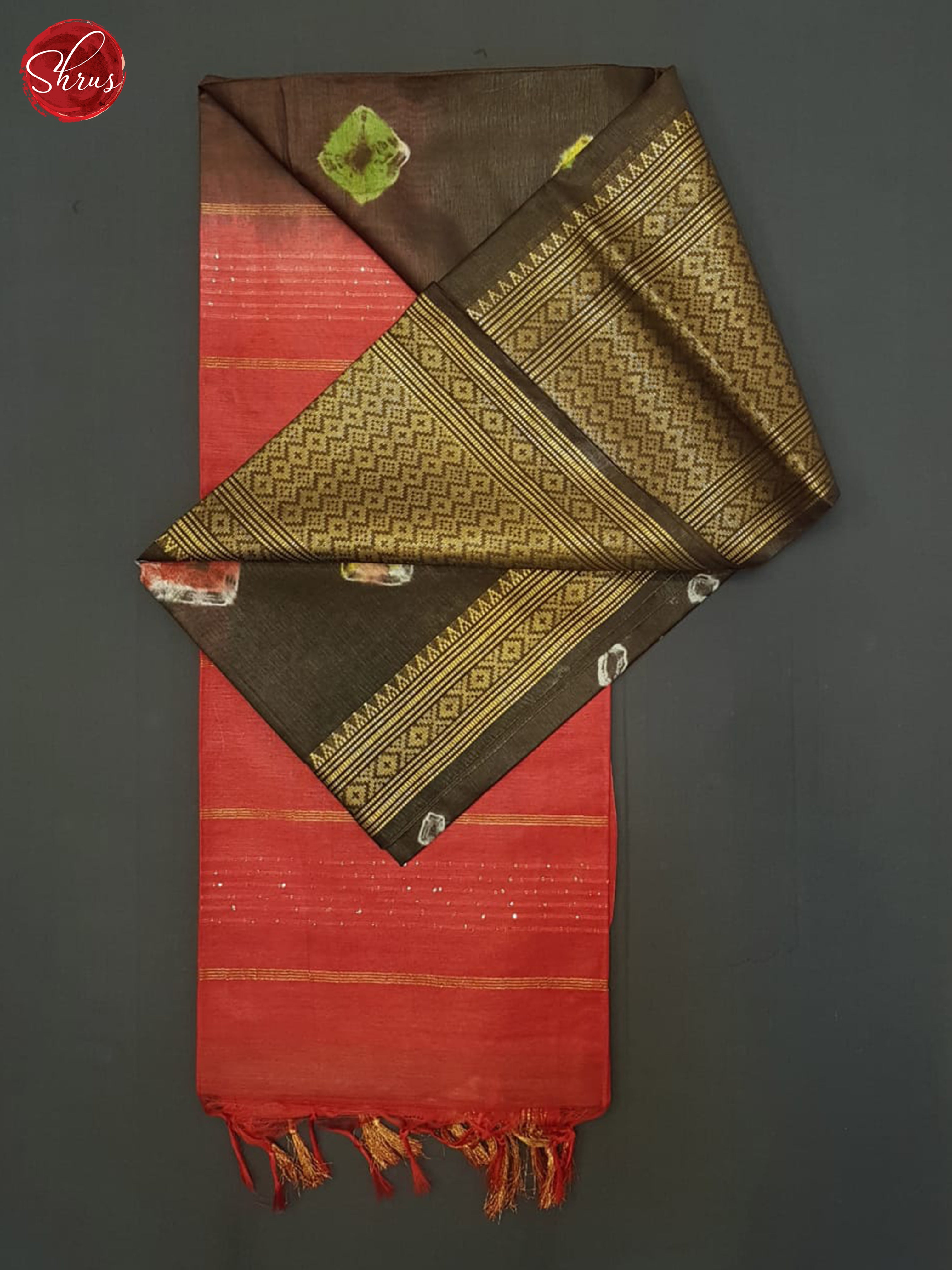 Brown And Red- Shibori Saree - Shop on ShrusEternity.com