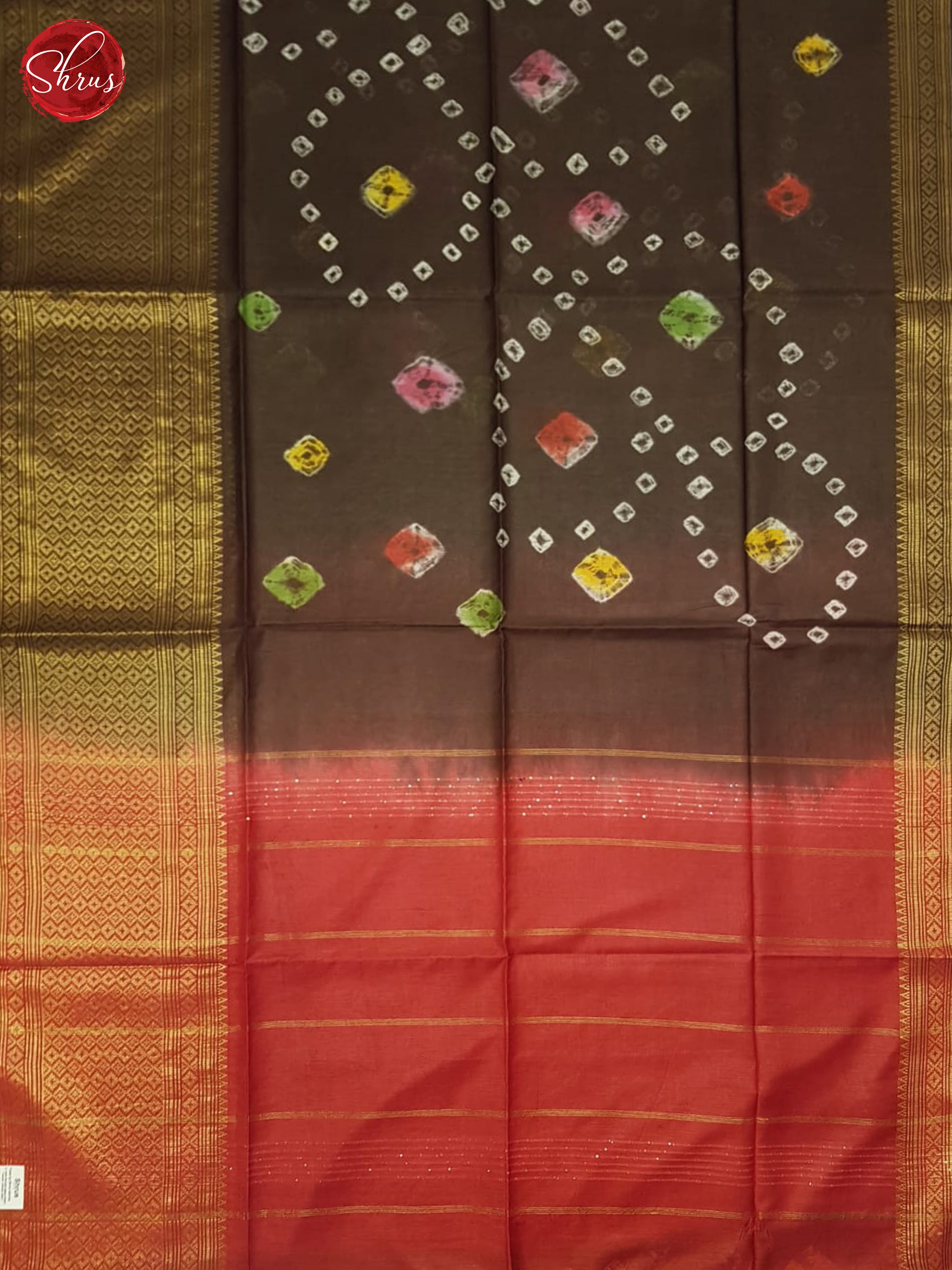 Brown And Red- Shibori Saree - Shop on ShrusEternity.com