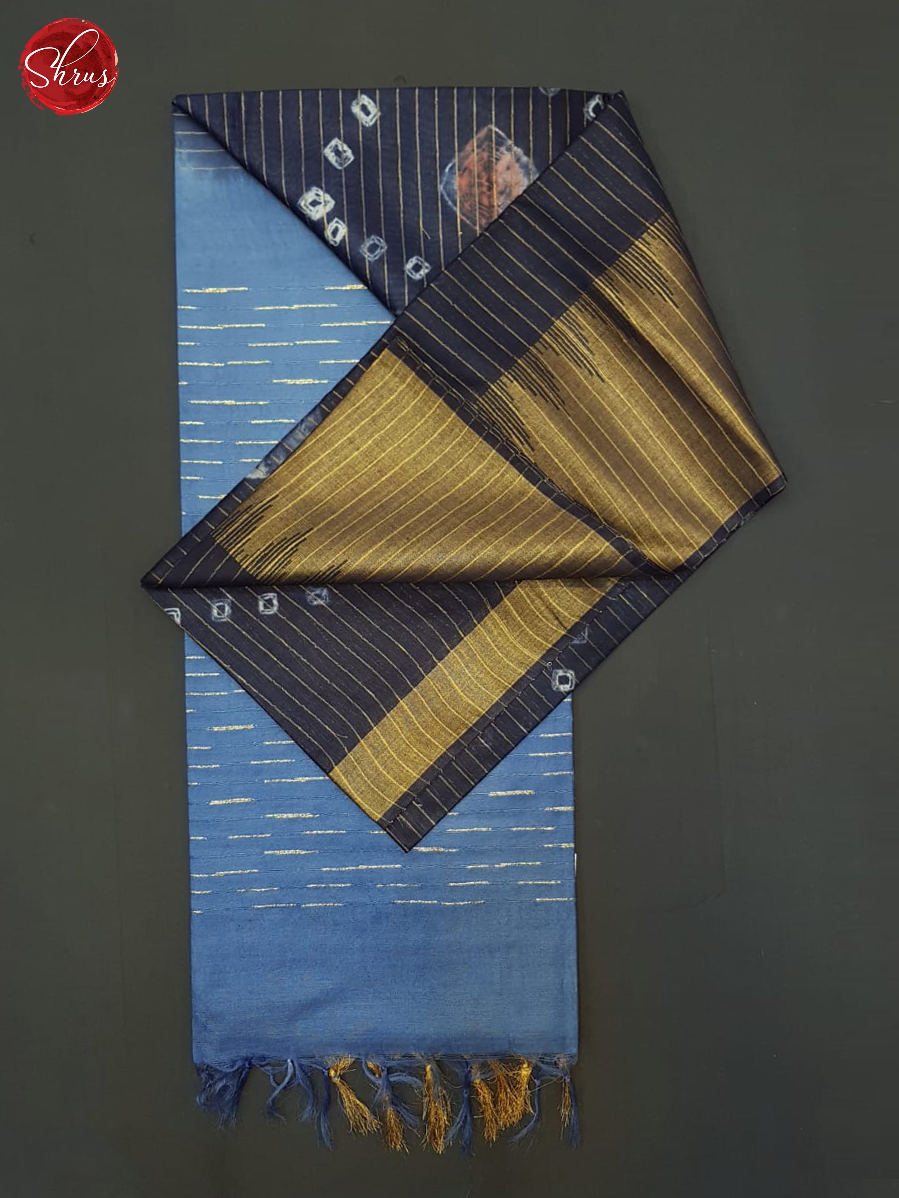 Navy Blue & Blue- Shibori saree - Shop on ShrusEternity.com