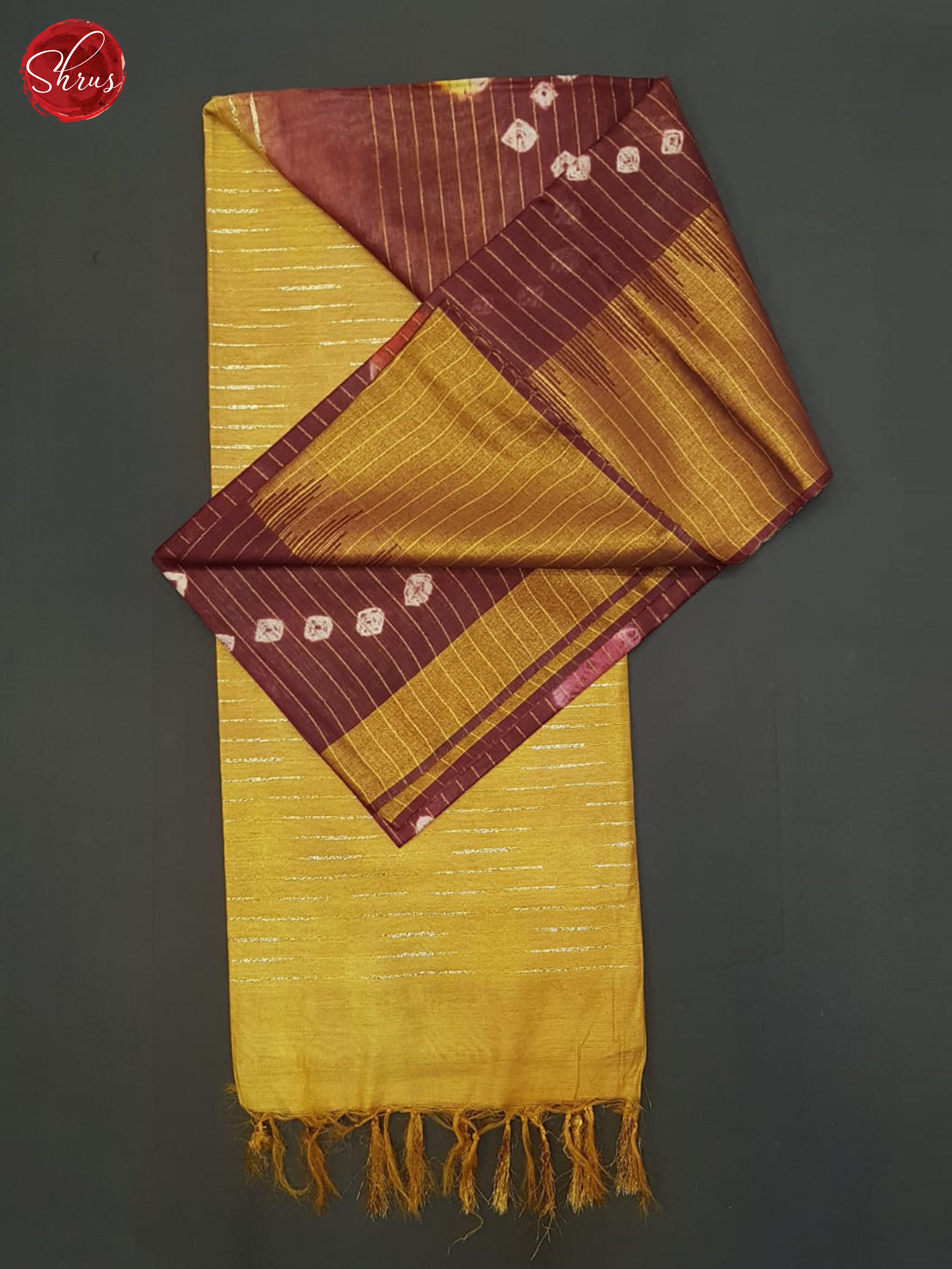 Maroon And Mustard- Shibori Saree - Shop on ShrusEternity.com