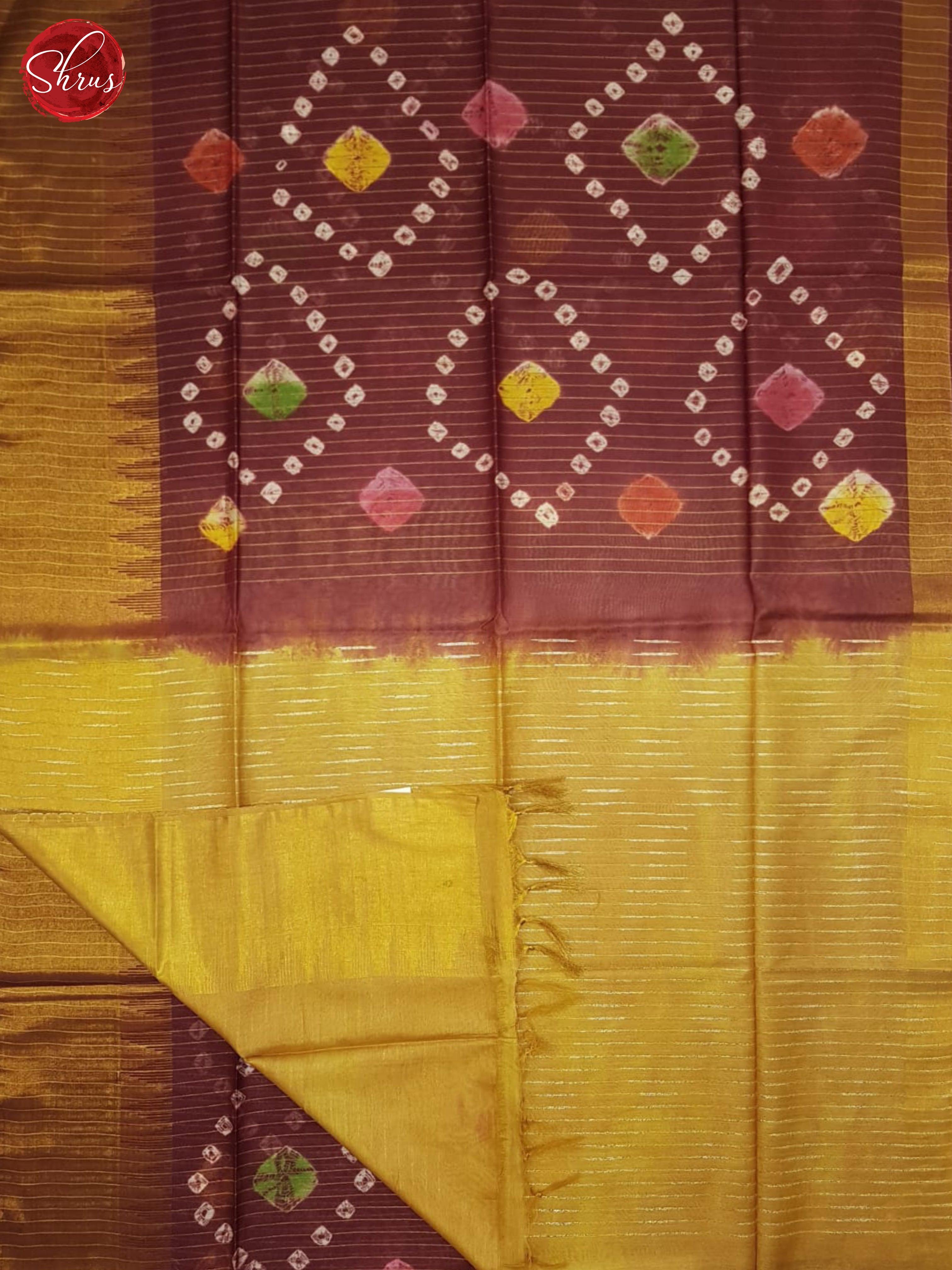 Maroon And Mustard- Shibori Saree - Shop on ShrusEternity.com