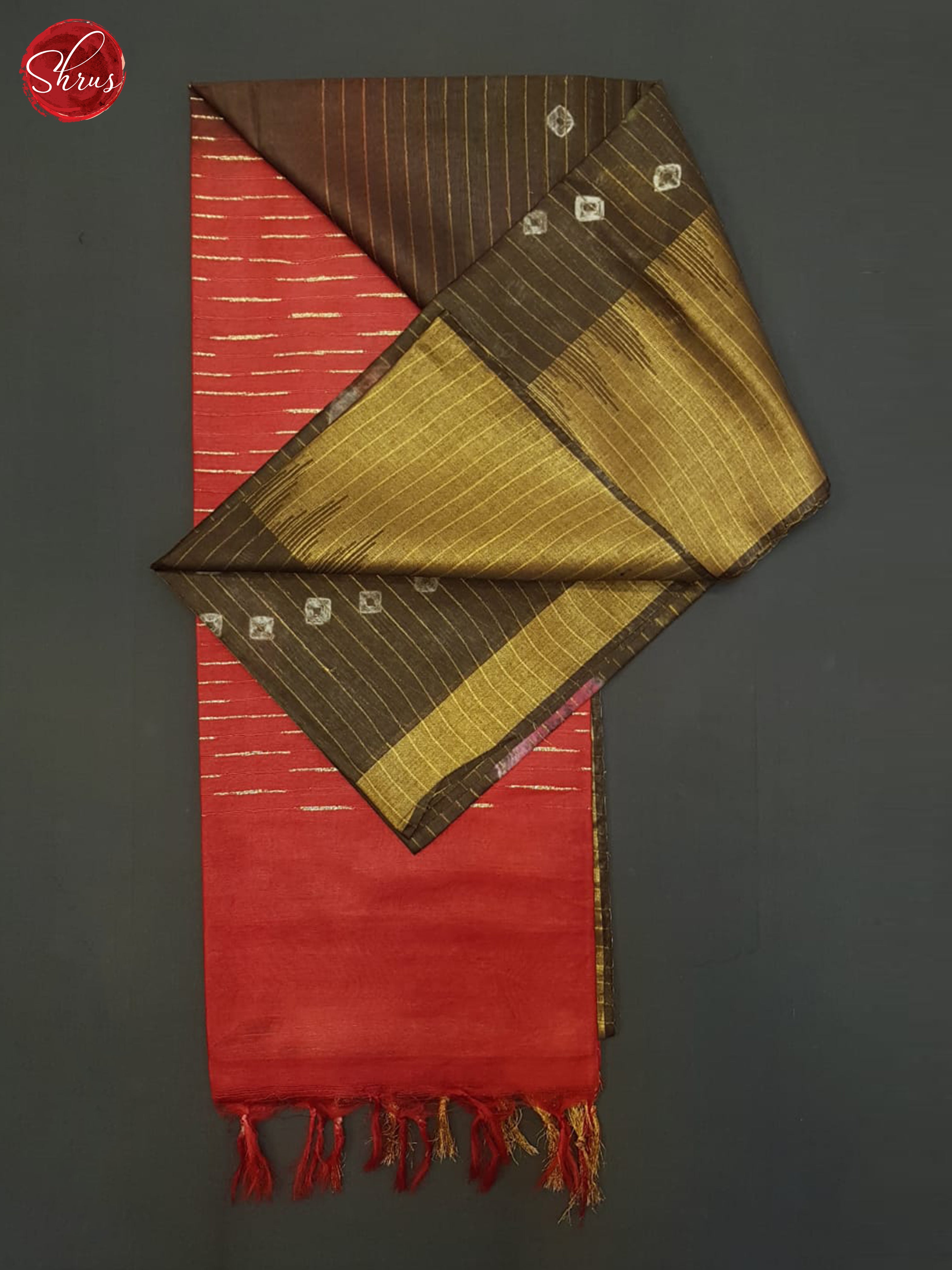 Brown And Red- Shibori Saree - Shop on ShrusEternity.com