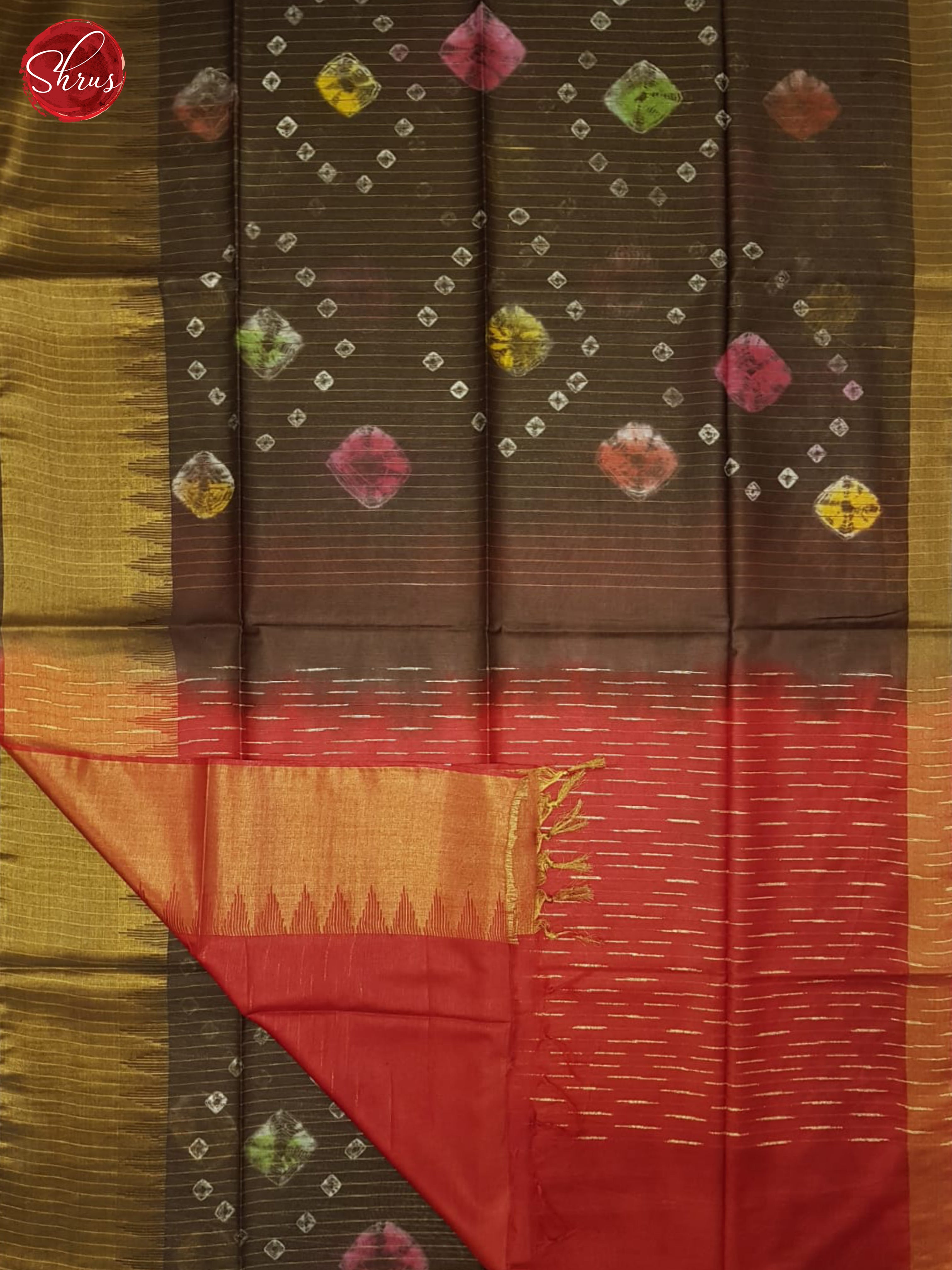 Brown And Red- Shibori Saree - Shop on ShrusEternity.com