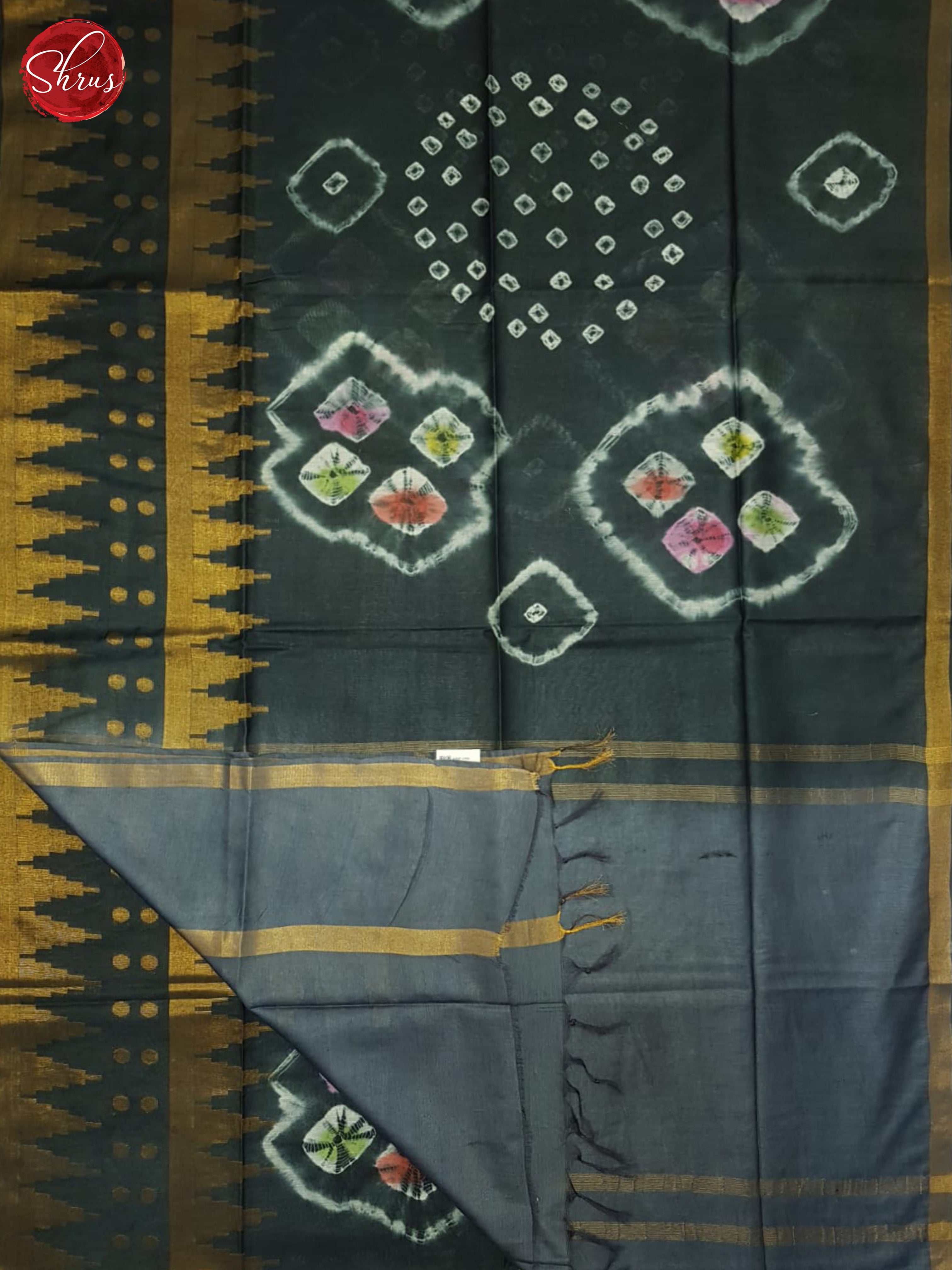 Elephant black & Grey - Shibori Saree - Shop on ShrusEternity.com