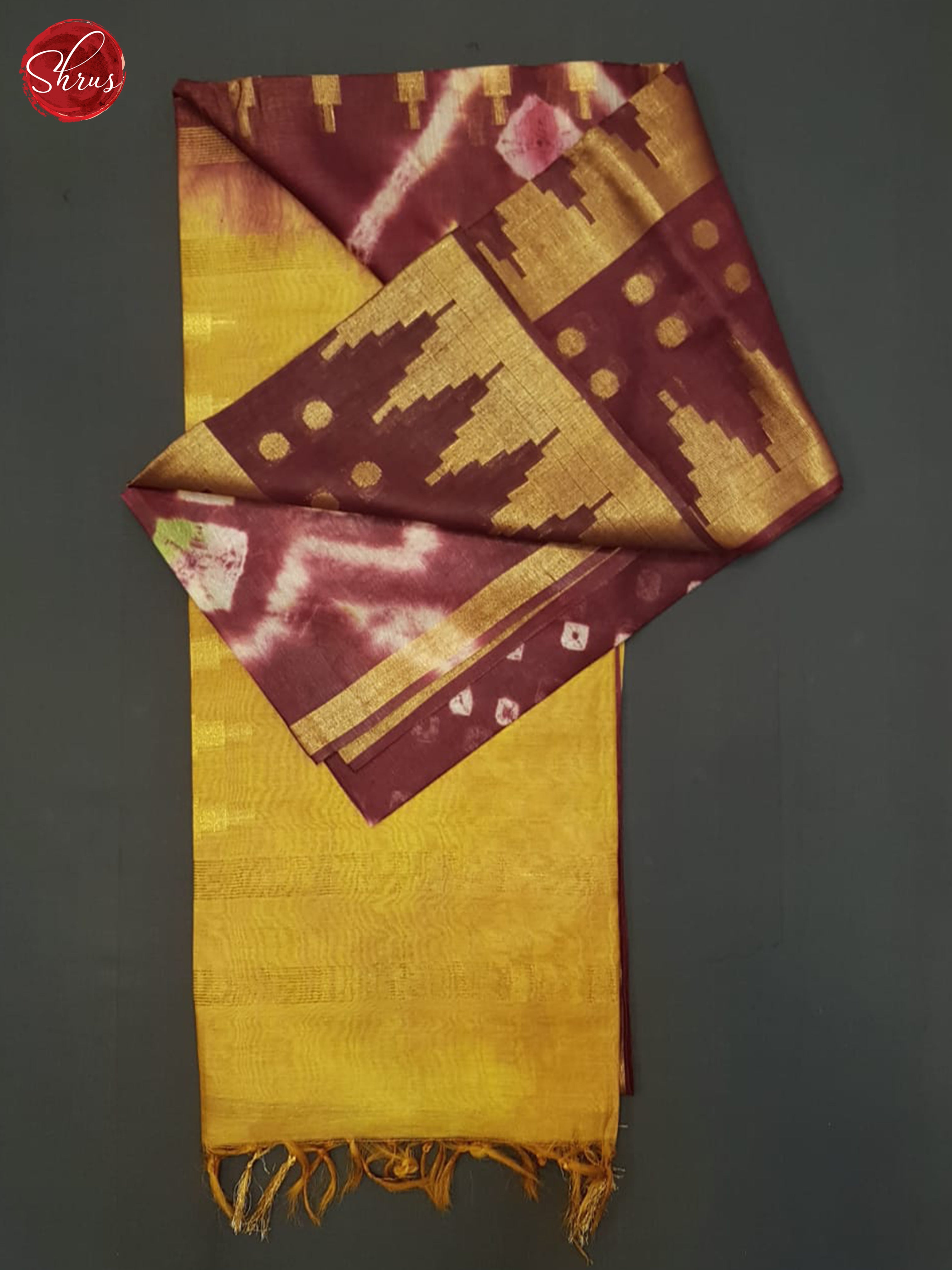 Maroon And Mustard- Shibori Saree - Shop on ShrusEternity.com