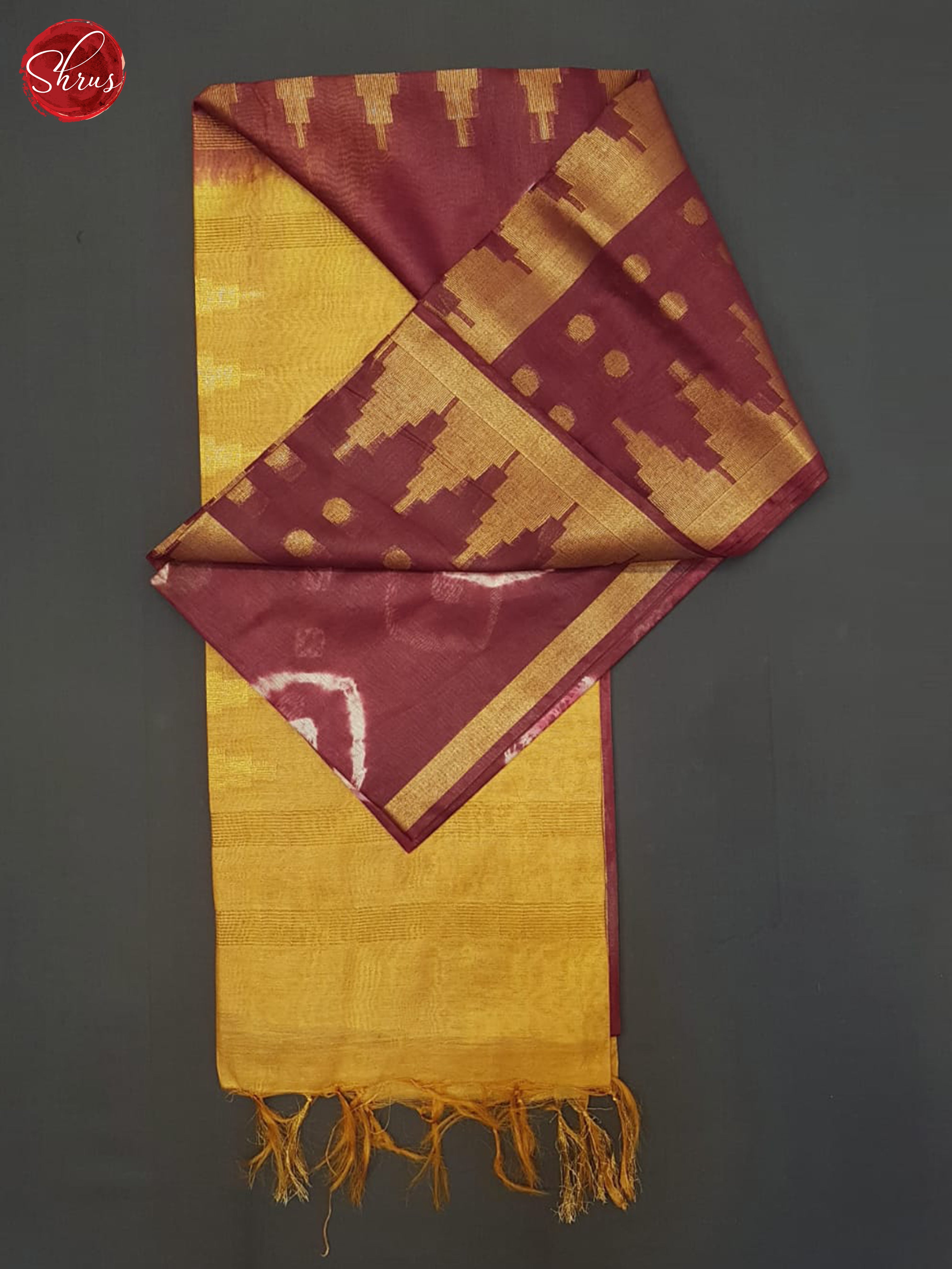 Maroon And Mustard- Shibori Saree - Shop on ShrusEternity.com