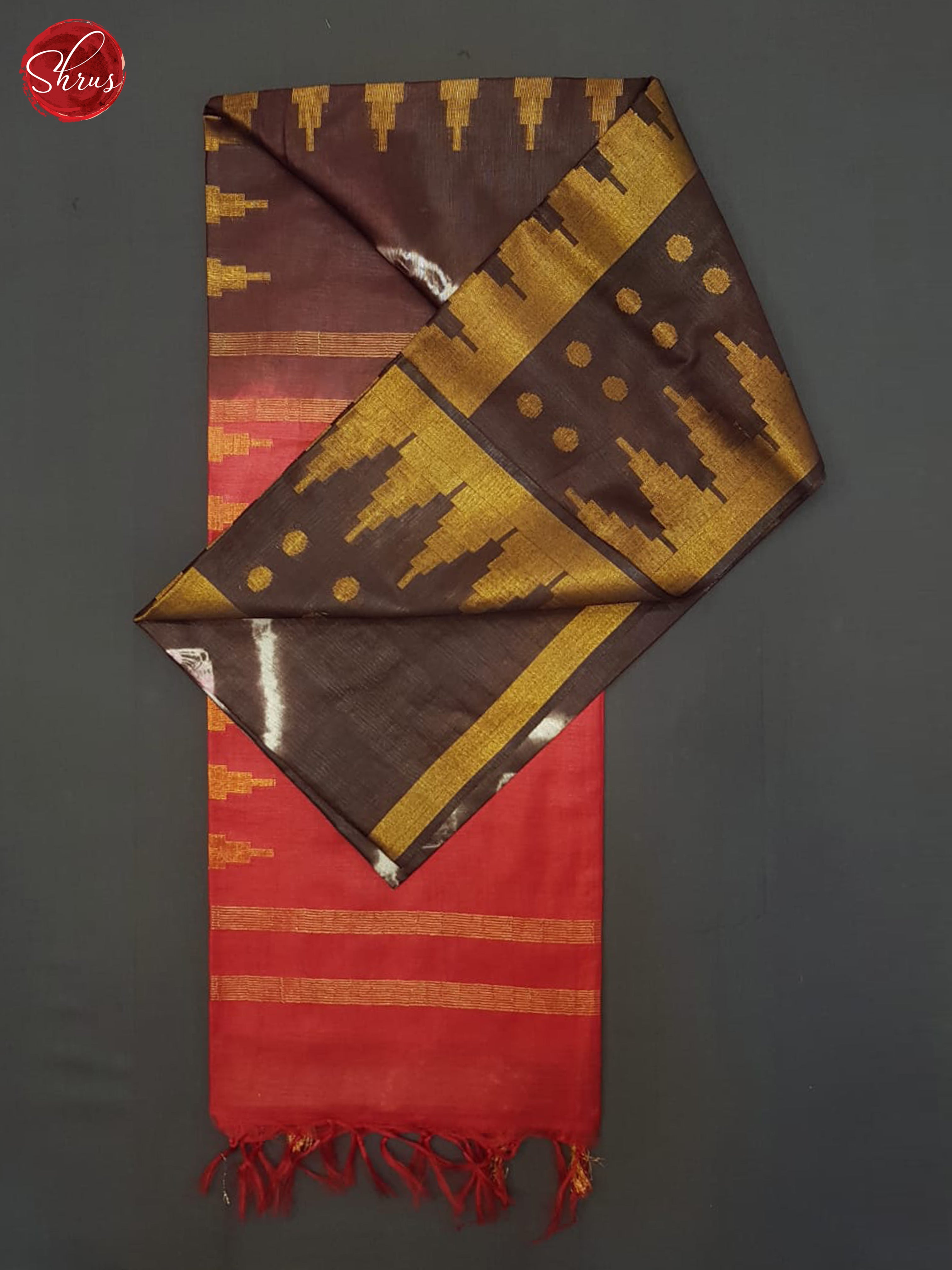 Brown And Red- Shibori Saree - Shop on ShrusEternity.com