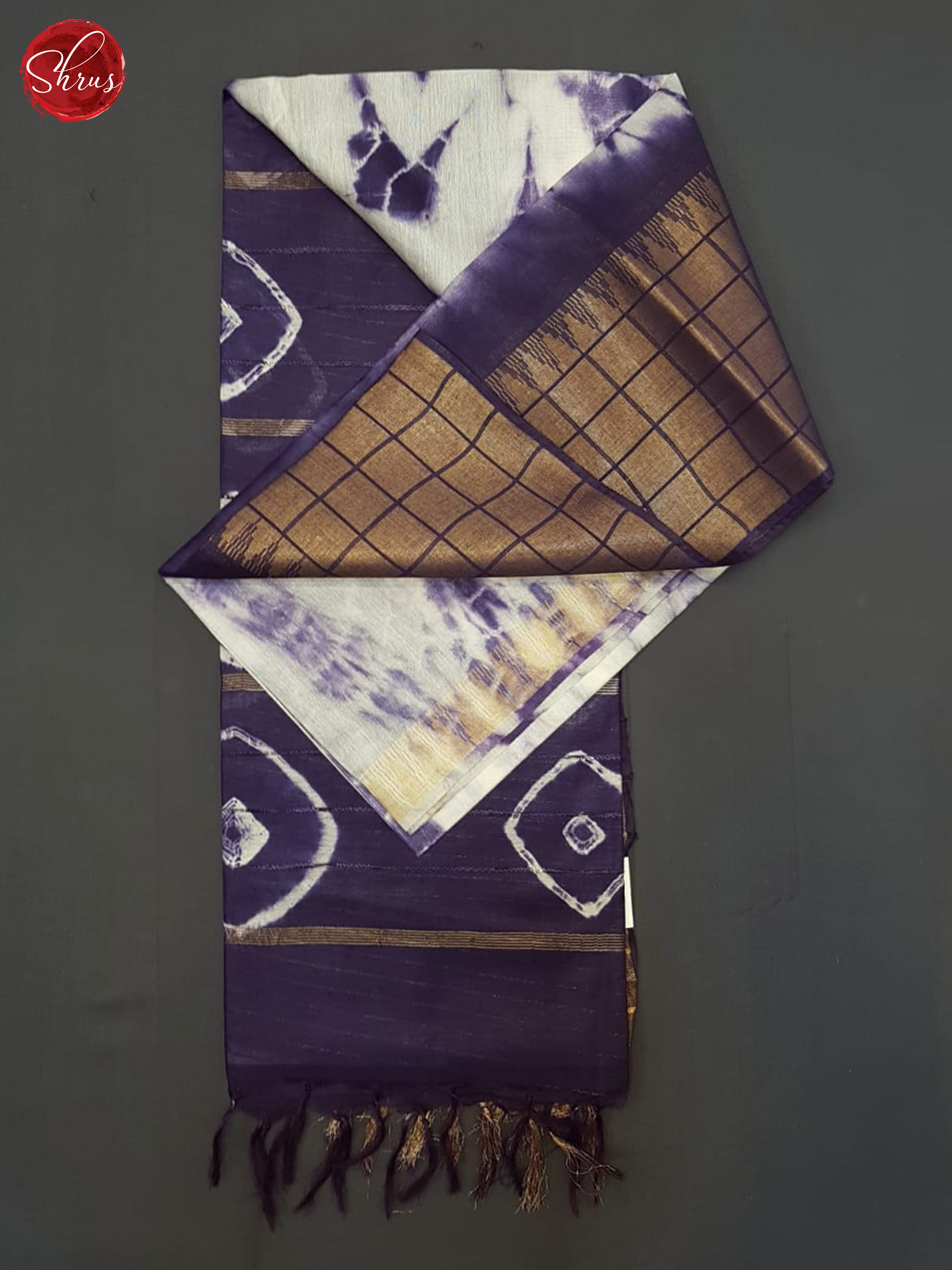 Cream And Purple- Shibori Saree - Shop on ShrusEternity.com