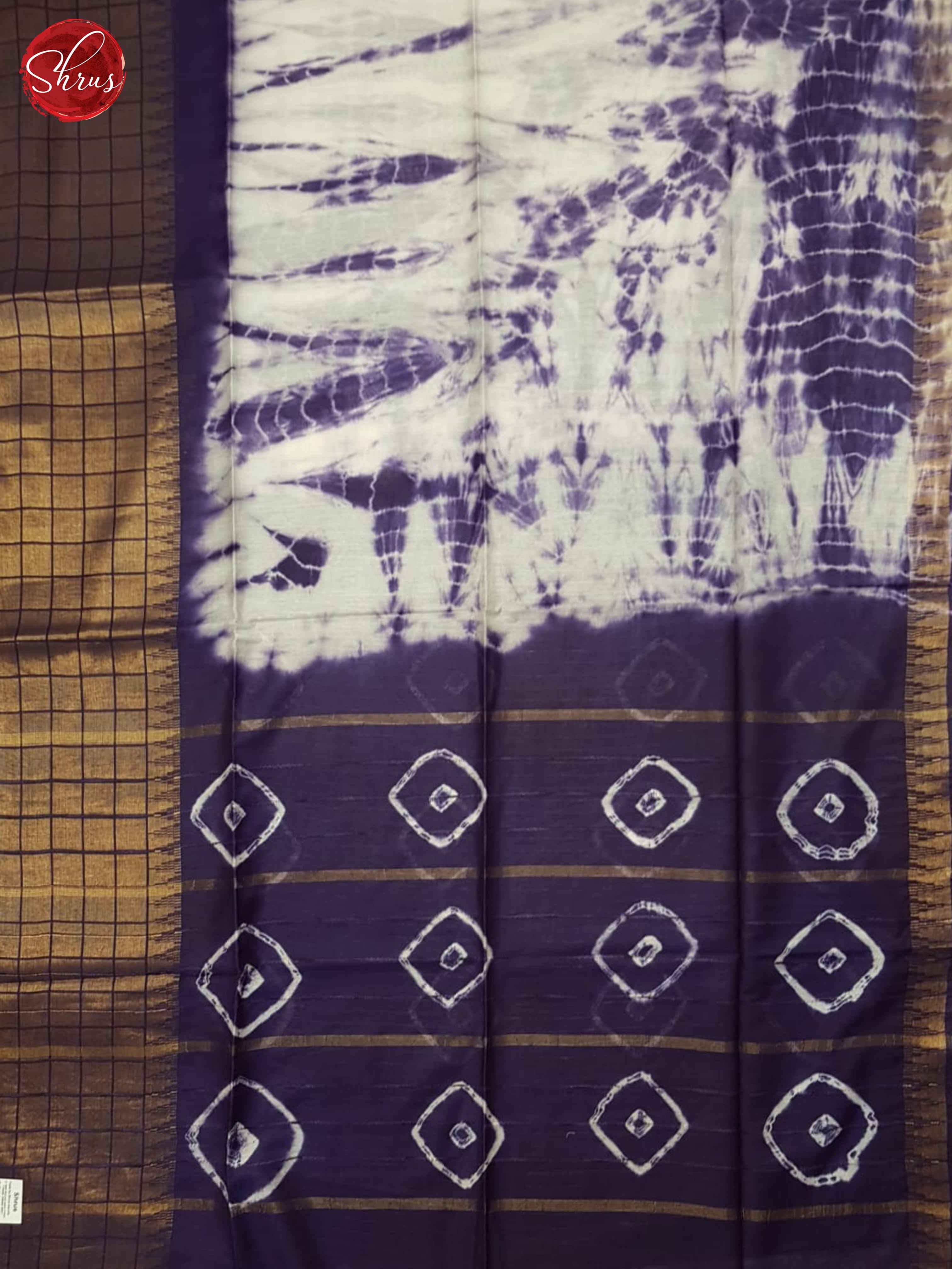 Cream And Purple- Shibori Saree - Shop on ShrusEternity.com