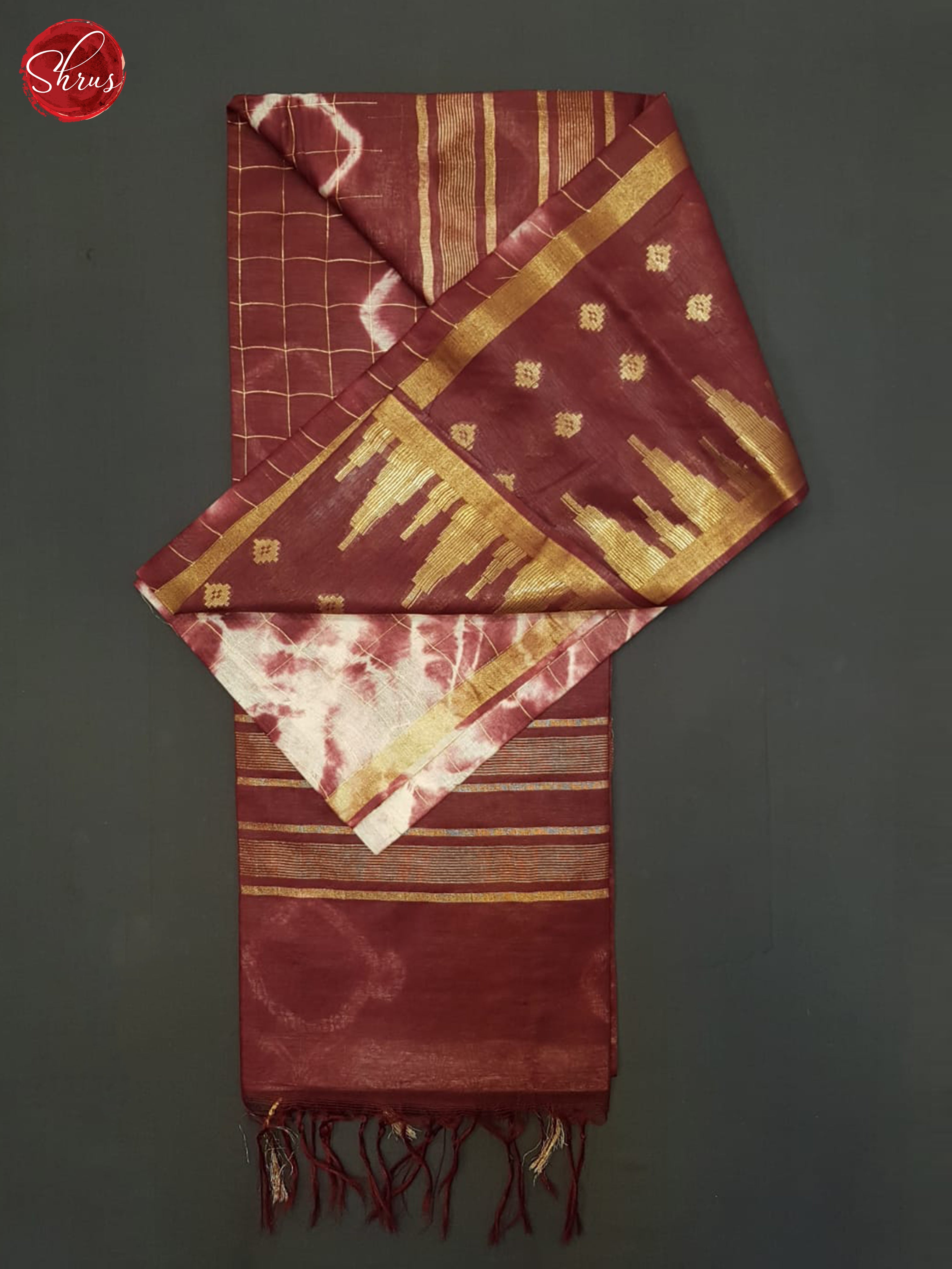 Cream And Araku Maroon- Shibori Saree - Shop on ShrusEternity.com