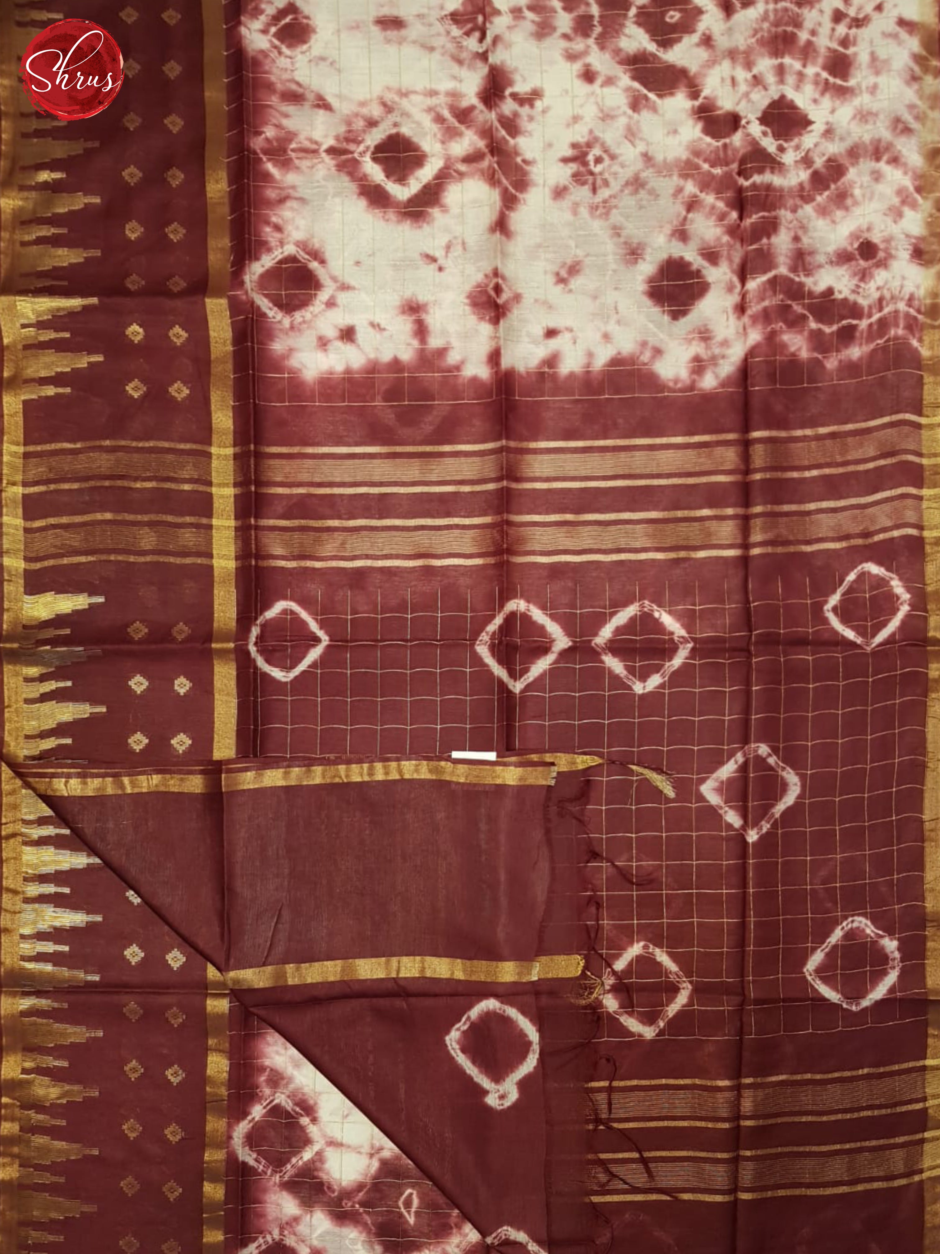 Cream And Araku Maroon- Shibori Saree - Shop on ShrusEternity.com