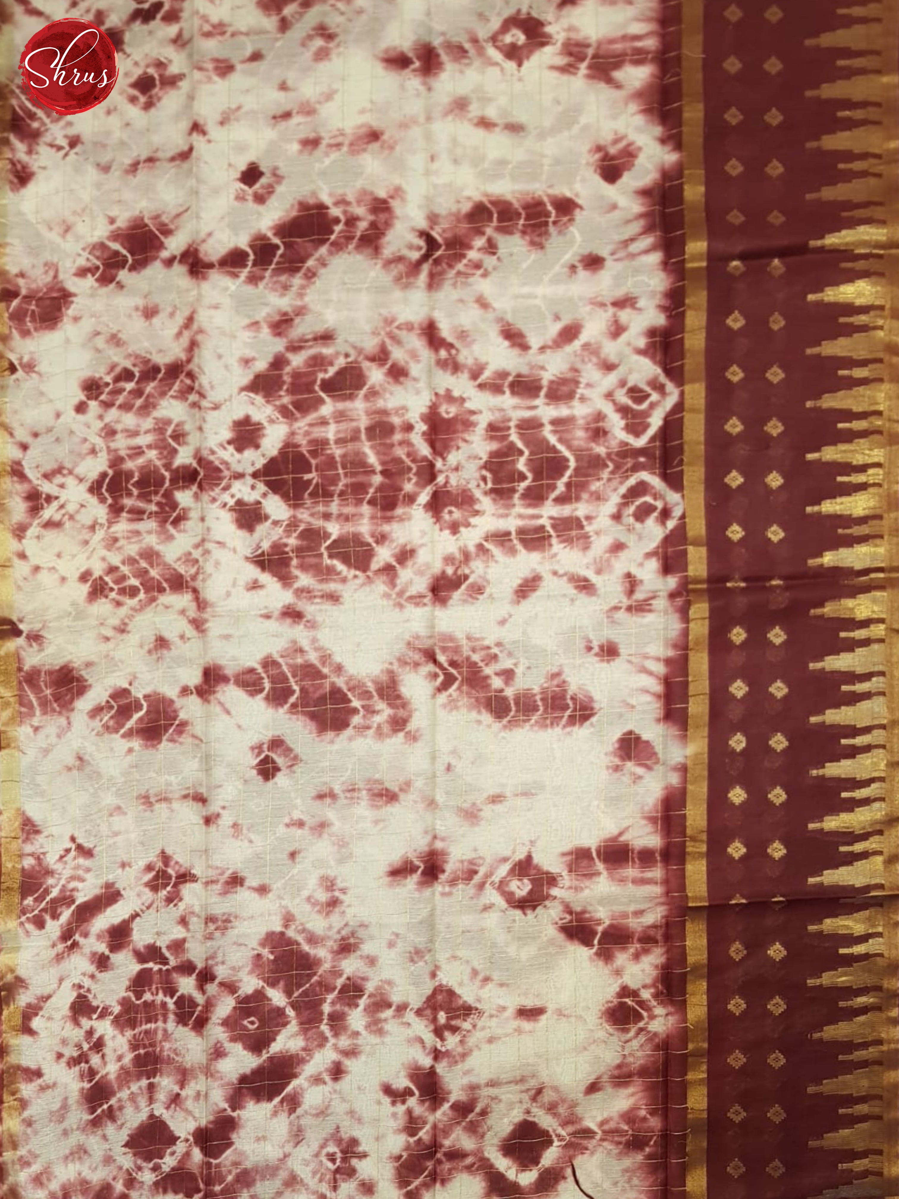 Cream And Araku Maroon- Shibori Saree - Shop on ShrusEternity.com