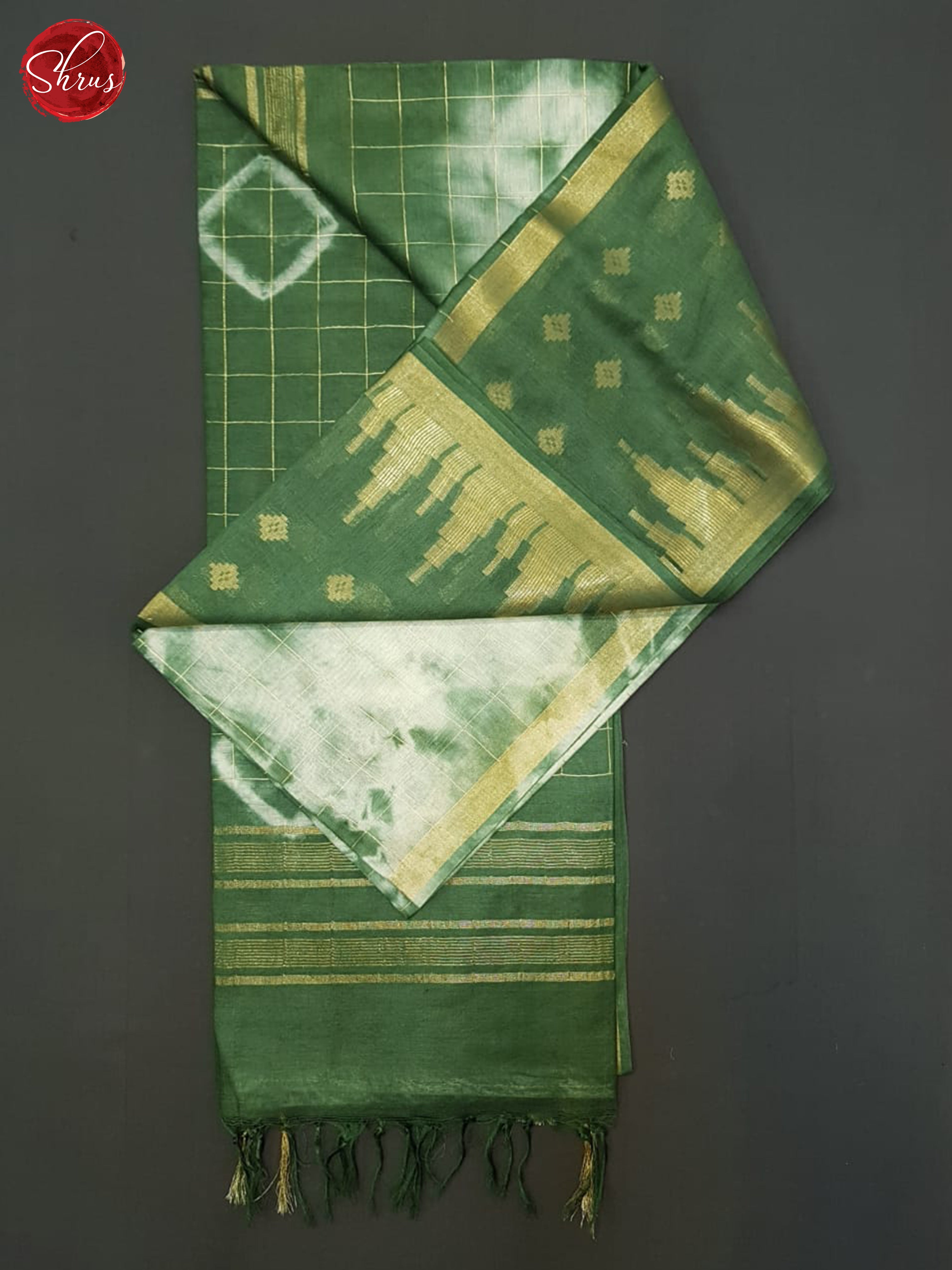 Cream And Green- Shibori saree - Shop on ShrusEternity.com