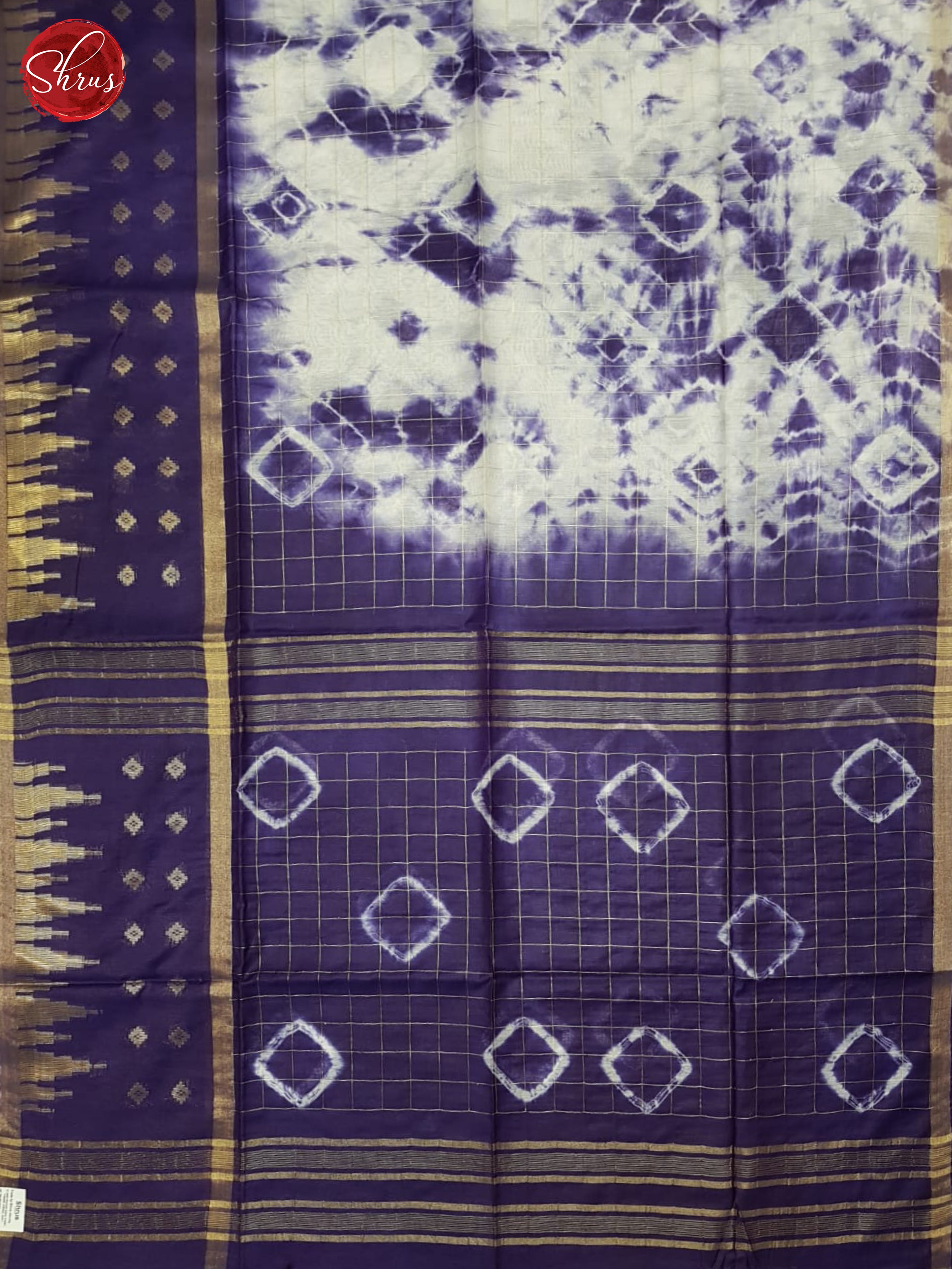 Cream And Purple- Shibori Saree - Shop on ShrusEternity.com