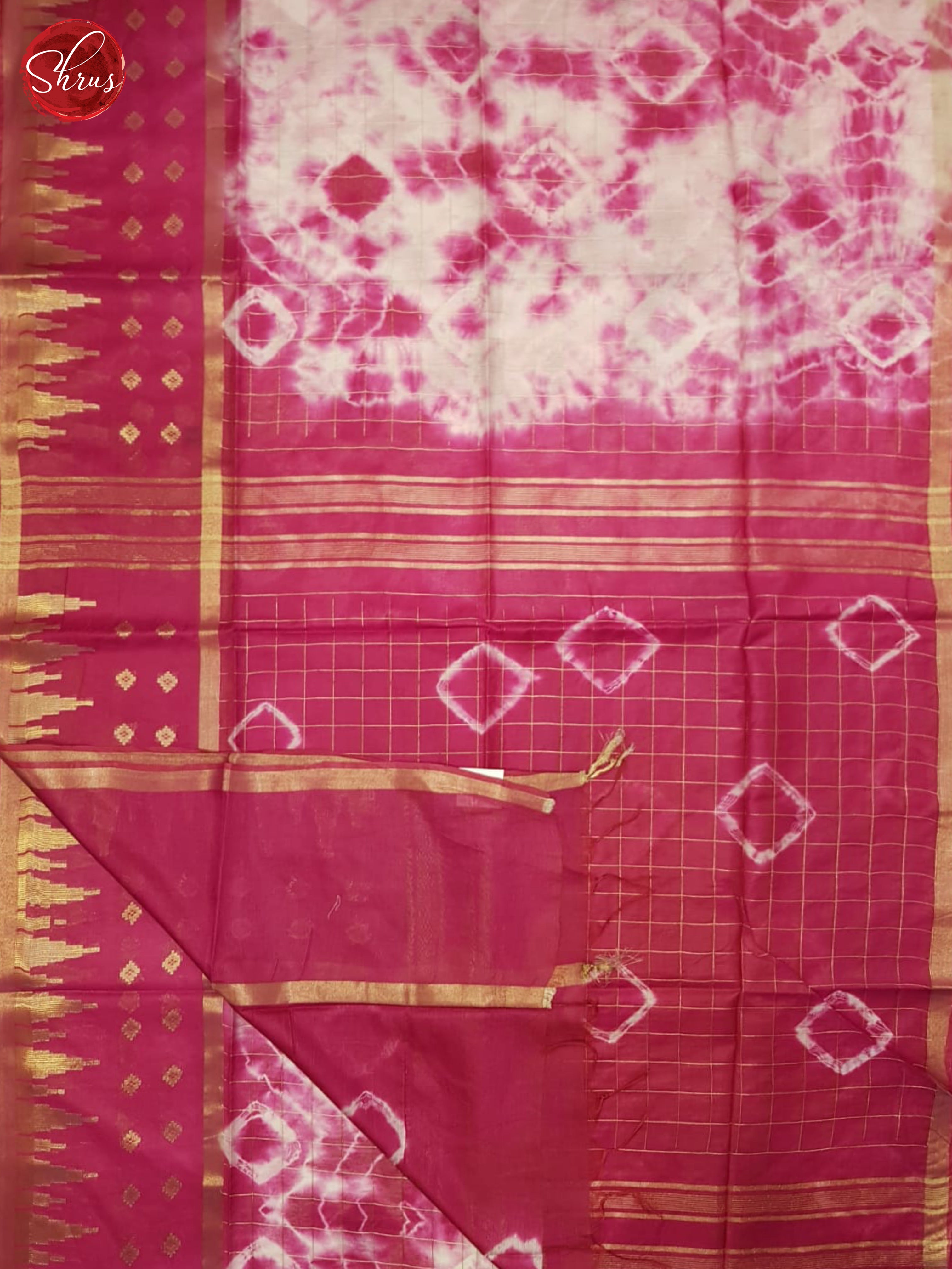 Cream And Pink - Shibori saree - Shop on ShrusEternity.com