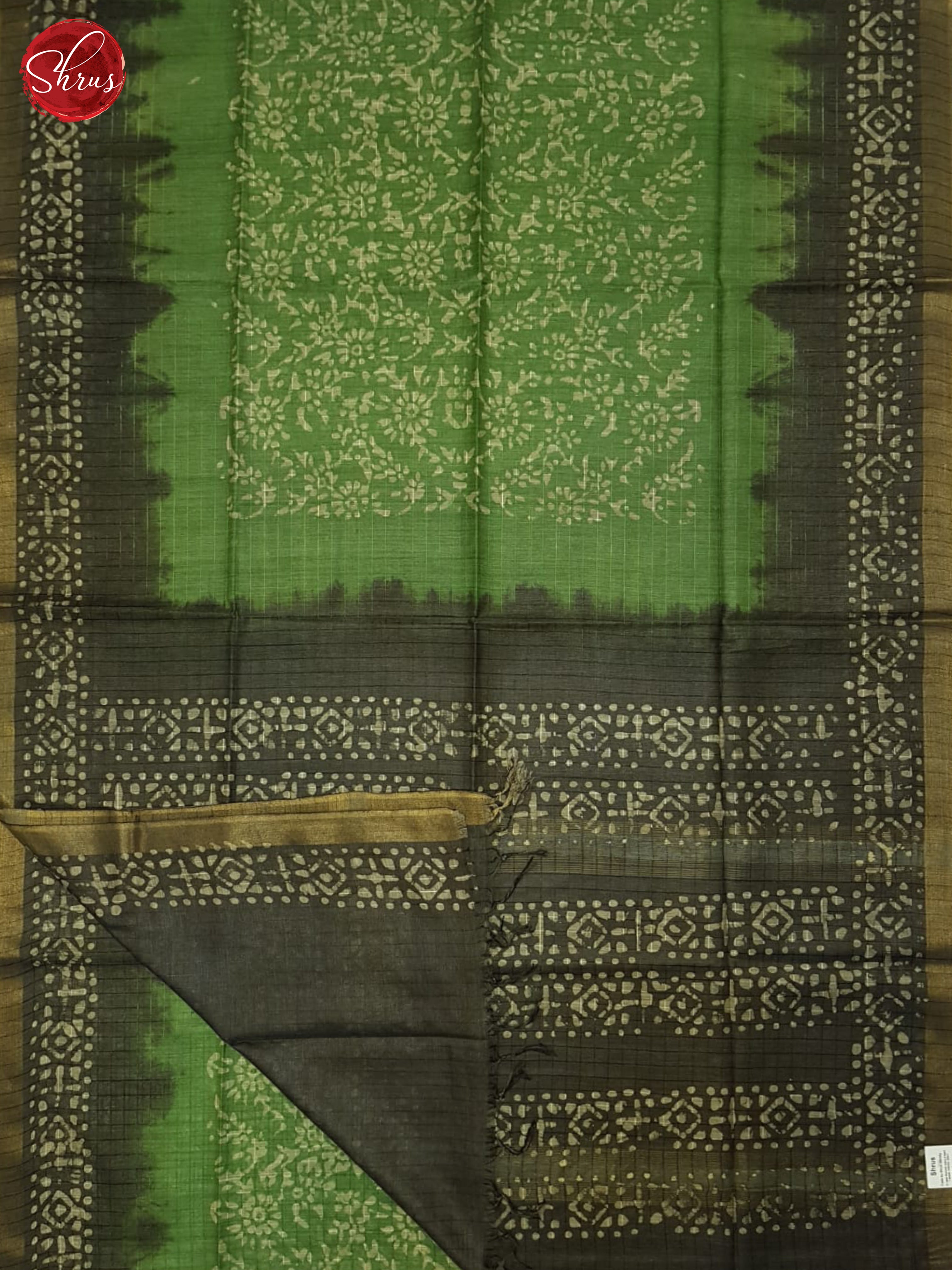 Green And Grey- Bhatik Saree - Shop on ShrusEternity.com